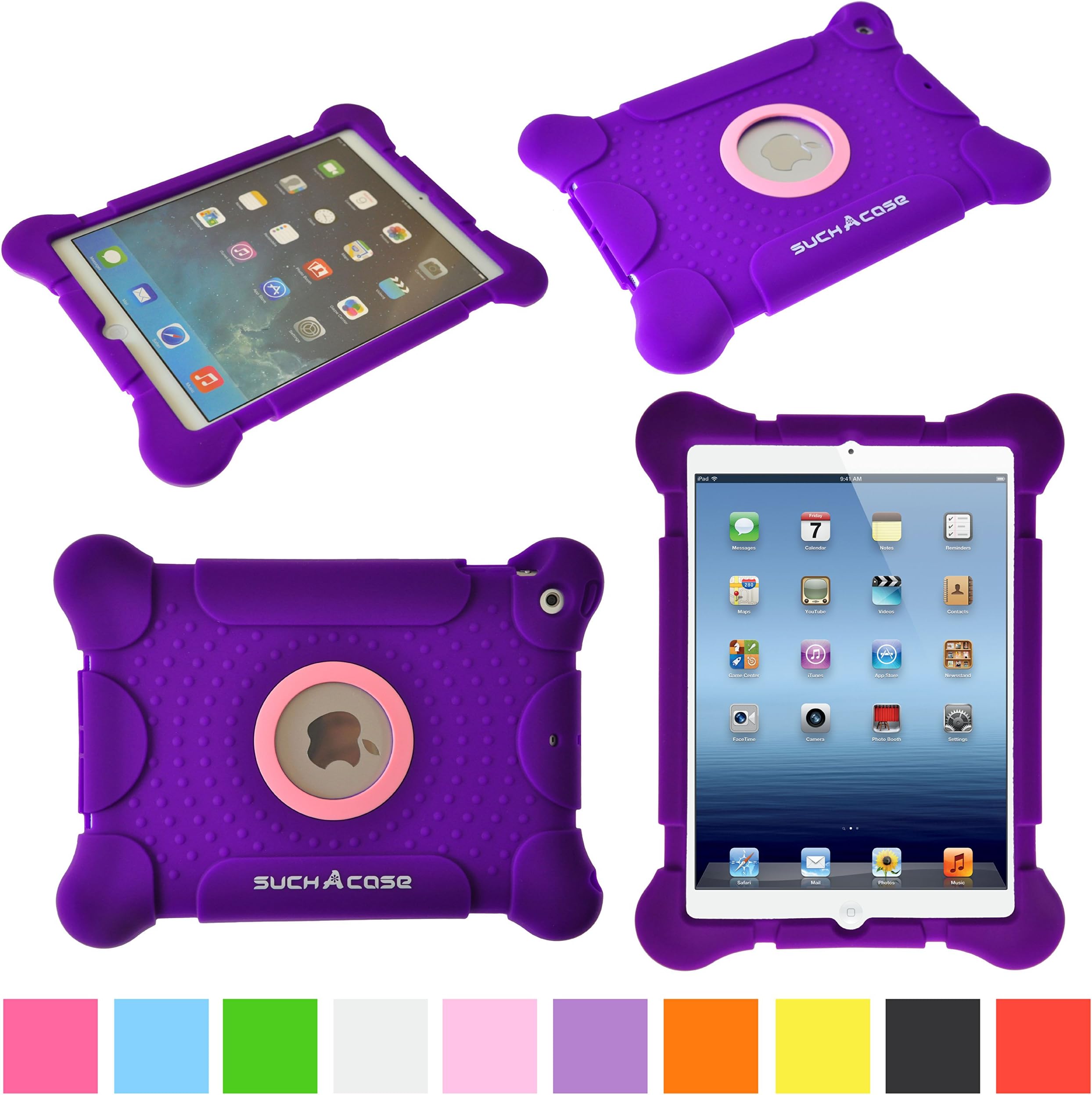 suchAcase Kids Friendly Child Safe Light Weight Protective Silicone Case for Apple iPad 2 3 4 (Purple)