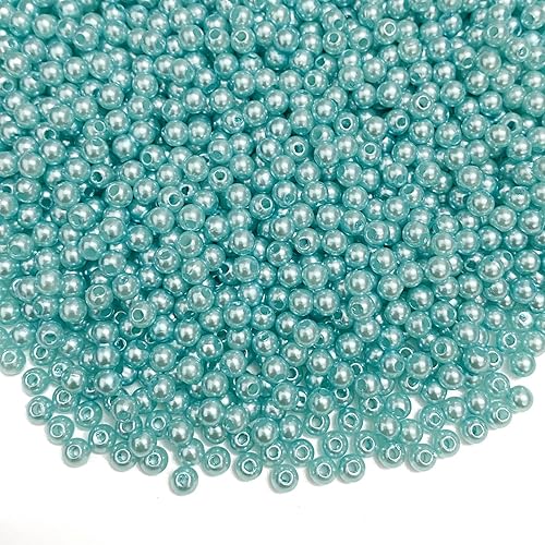 Miniatura 8 de 2000 cuentas de perlas azul real de 0.157 pulgadas redondas sueltas con agujero para manualidades, pulseras, collares, suministros de fabricación de