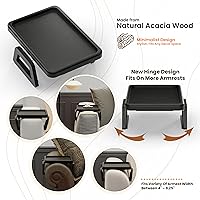 Vista 2 de Tinamo Bandeja de brazo de sofá de acacia, mesa rectangular para reposabrazos de sofá, accesorios de sofá, organizador para sillón, bandeja con clip