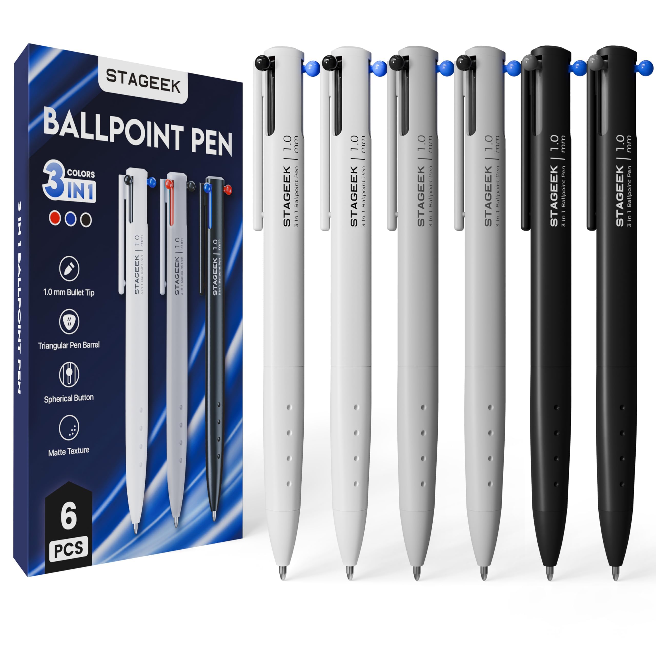 Amazon.com : STAGEEK 6 PCS Multicolor Pens, 3-in-1 Colored Multi