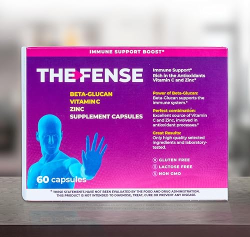 Miniatura 7 de HEBRON The-FENSE - Cápsulas de suplemento de beta-glucano, vitamina C y zinc, refuerzo inmunológico para mujeres y hombres, 60 cápsulas, sin gluten,