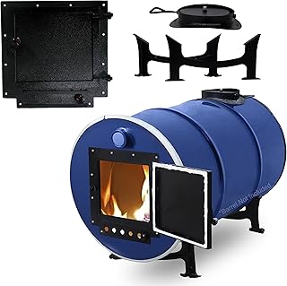 Barrel Stove Kit – Perfect For 30 to 55 Gal Drum Wood Stove Kit - Heavy Duty Steel Barrel Camp Stove Kit w/Stove Door - DIY Oil Barrel Stove Kit Heat Source for Winters in Workshop, Cabin, or Garage