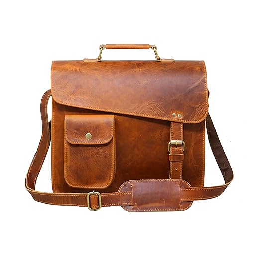 jaald small Leather messenger bag shoulder bag cross body vintage messenger bag for women & men satchel (7 x 9)