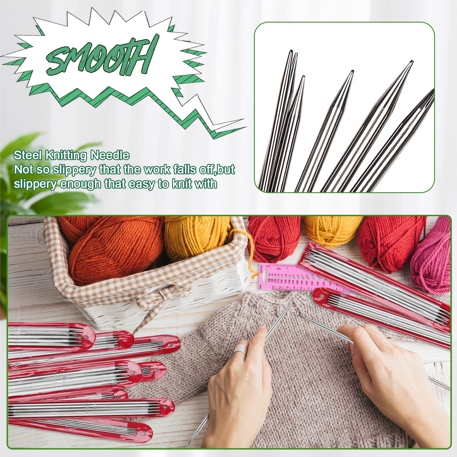 Set Di Ferri Da Maglia A Doppia Punta HiyaHiya Bamboo DELUXE, DPNS, 5