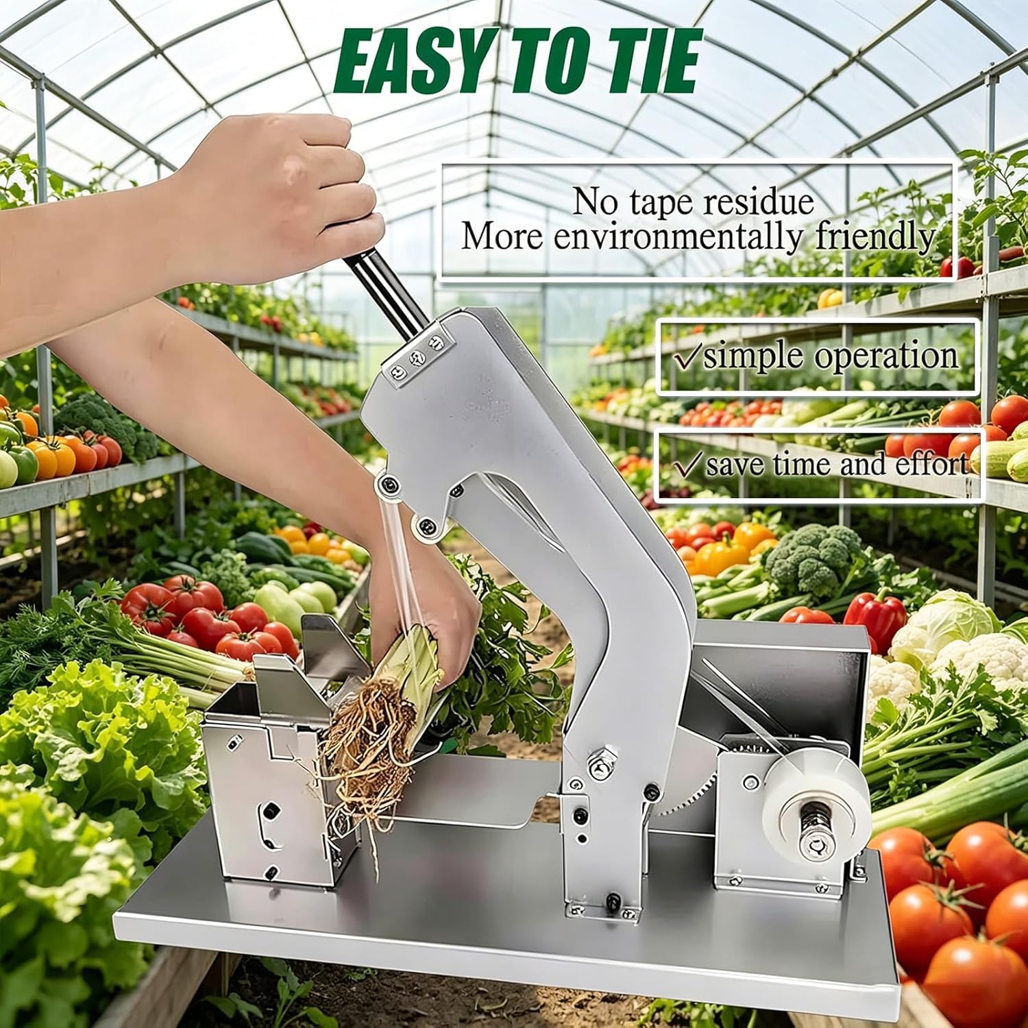Machine de regroupement de légumes portable, semi-automatique avec serrage réglable, pour fixation de film PE et PVC – Idéal pour les petites entreprises et les marchés