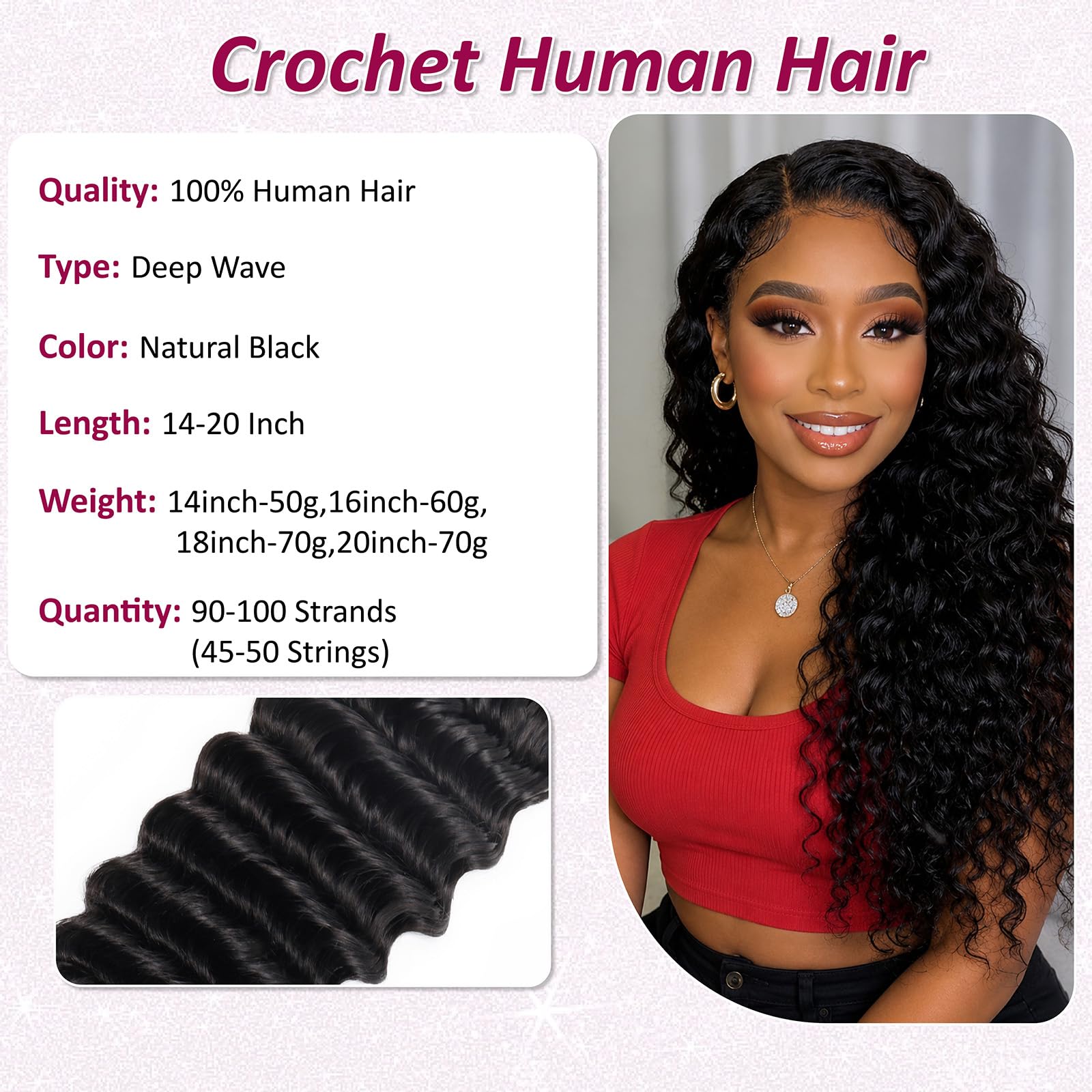 100% Human Hair Crochet Extensions