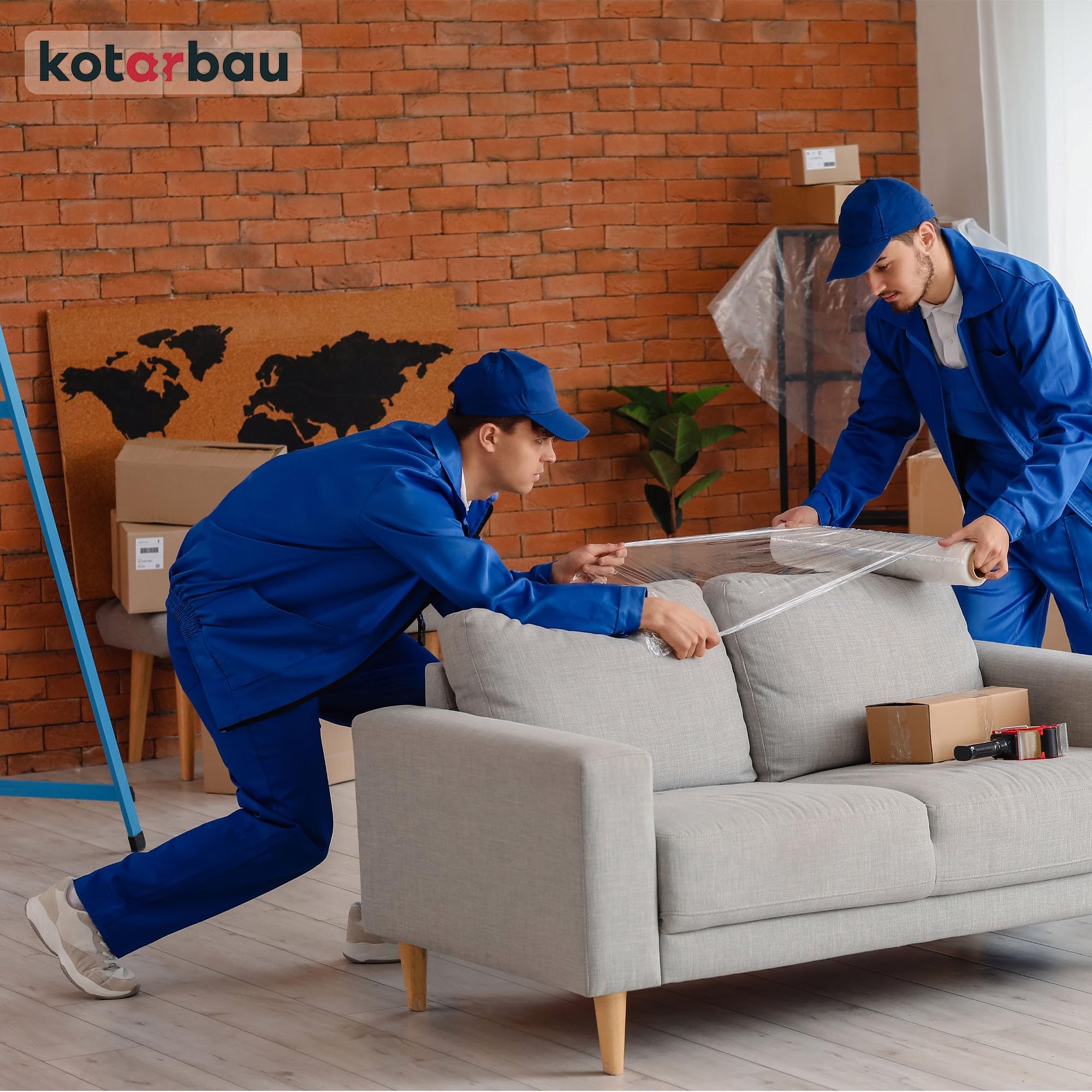 KOTARBAU® 6 rotoli di pellicola estensibile 2,6 kg | L 350 m larghezza 50 cm | Rotolo di pellicola estensibile trasparente pellicola per imballaggi mobili