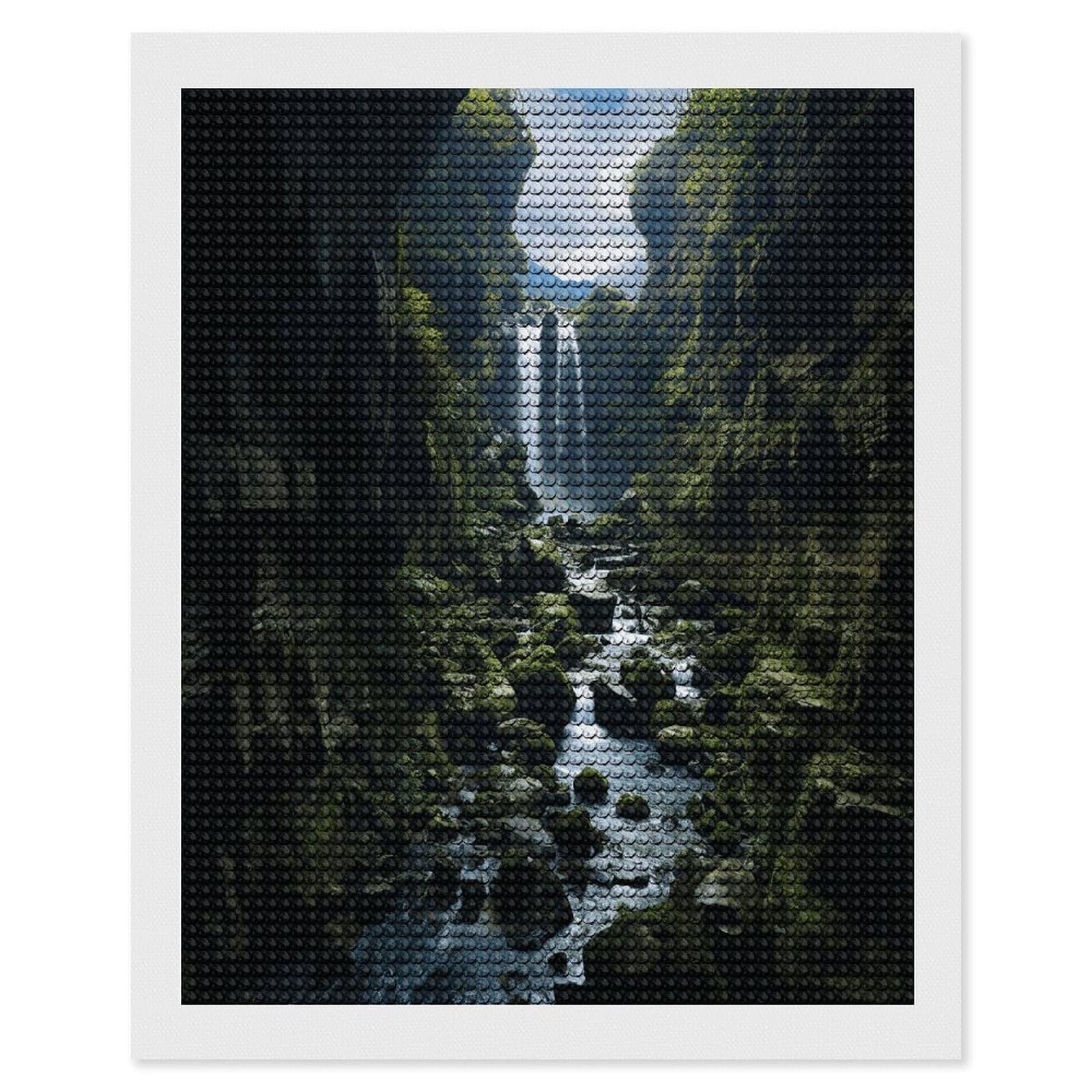 LDGSUPH Waterfall Cliff Diamond Painting Kits for Adults Paint with Diamond Pictures Art DIY Full Drill Diamond Dots Painting Personalized Diamond Photo for Home Wall Decor Gift 16"x20"