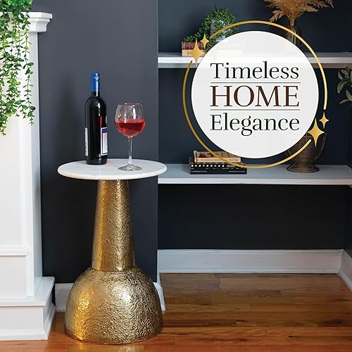 Miniatura 86 de OBJET D'ART ABEL, 21 pulgadas de altura, con acento metálico vintage, laterales, pedestal, coctail y bebidas para sala de estar y espacios pequeños