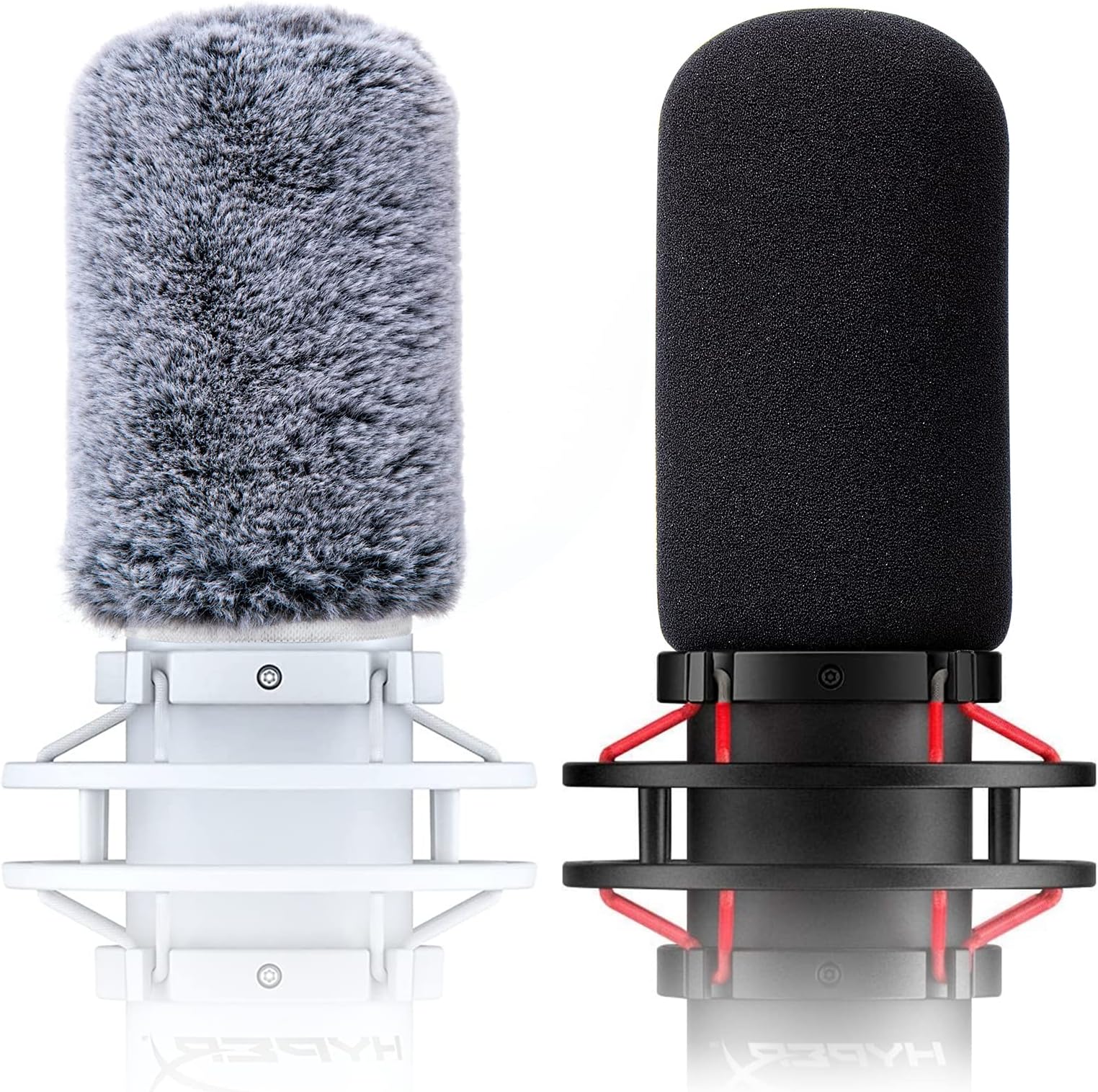 Microphone Windscreen Pop Filter Compatible with HyperX QuadCast - Mic Foam Cover with Furry Windscreen Muff for HyperX QuadCast S，QuadCast S White (2 Pack)