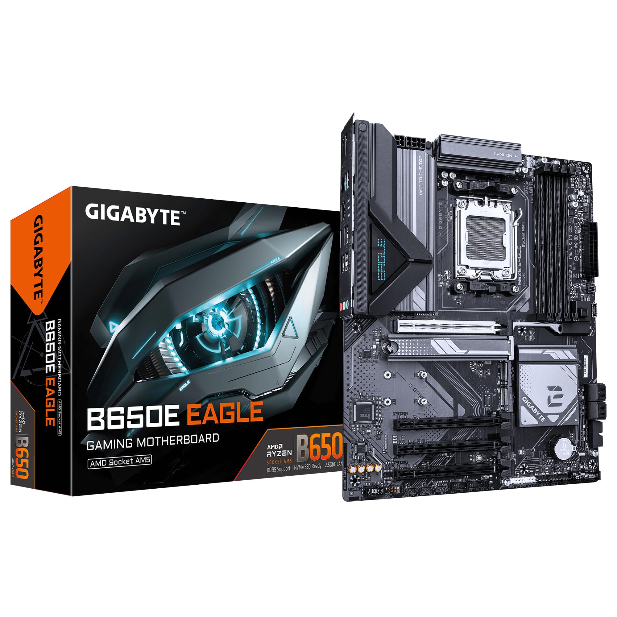 GIGABYTE Płyta główna B650E Eagle - Procesory AMD Ryzen 9000 Series, VRM 8+2+2 fazy, do 8200 MHz DDR5 (OC), 1x PCIe 5.0 + 2X PCIe 4.0 M.2, LAN 2.5GbE, USB 3.2 Gen 2