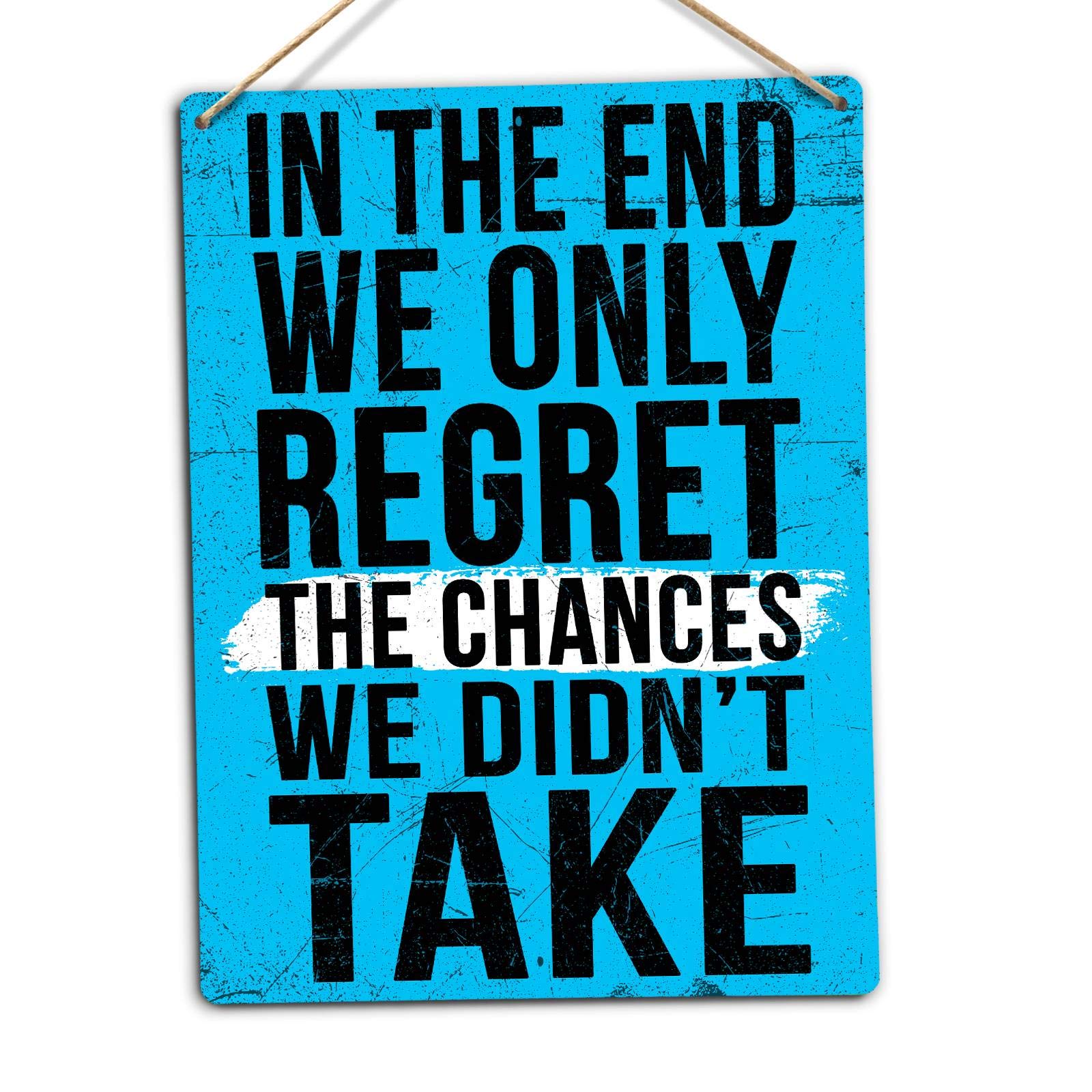 Toasted Merch End Blue Motivational Gym - In The End We Only Regret - Blue - Medium Twine | Printed Metal Wall Sign Plaque