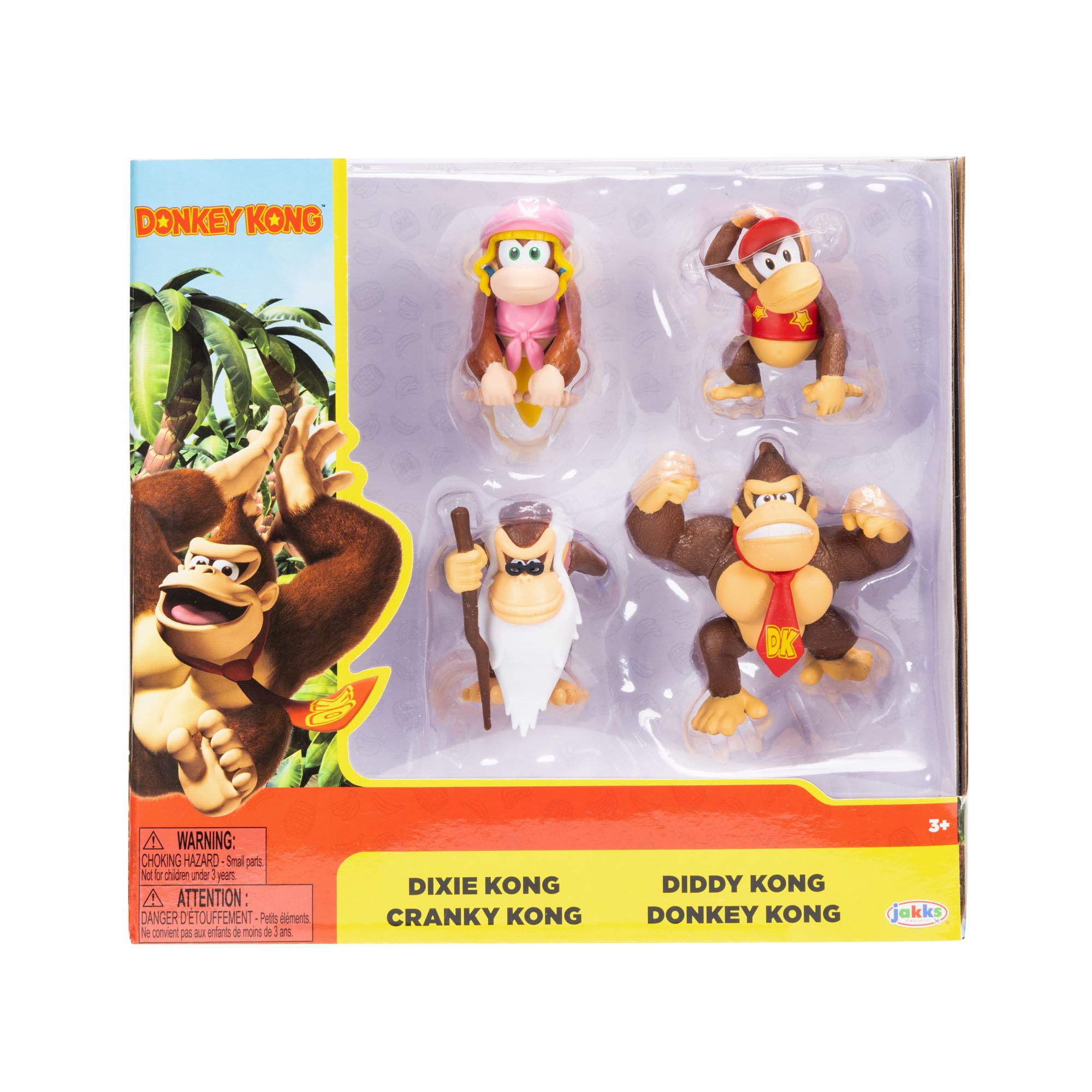 Nintendo Asino articolato limitato, 6,​3 cm, Diddy, Cranky, Dixie Kong, confezione da 4