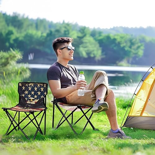 Miniatura 8 de KLL 4th of July Independence Day Black Bird Packable Camping Chairs Ultralight Backpacking Chair Includes Carry Bag Lawn Chair for Picnic Travel