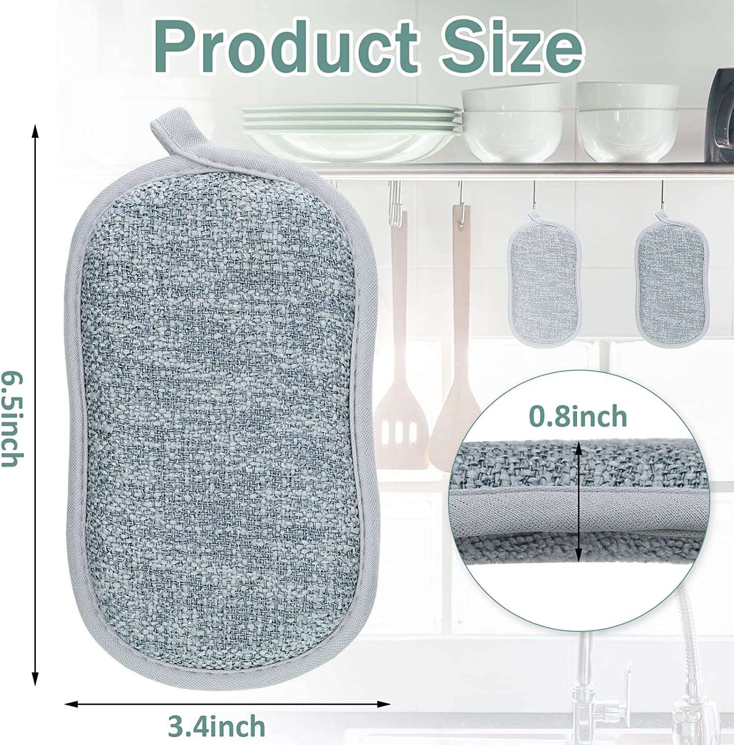 ARQIVO® Multi Purpose Scrub Sponges Non Scratch Microfiber Sponge Cleaning Dish Scrubber Reusable Dish for Washing Dishes Along with Heavy Duty Scouring Power (Gray) (Pack of 2) 1