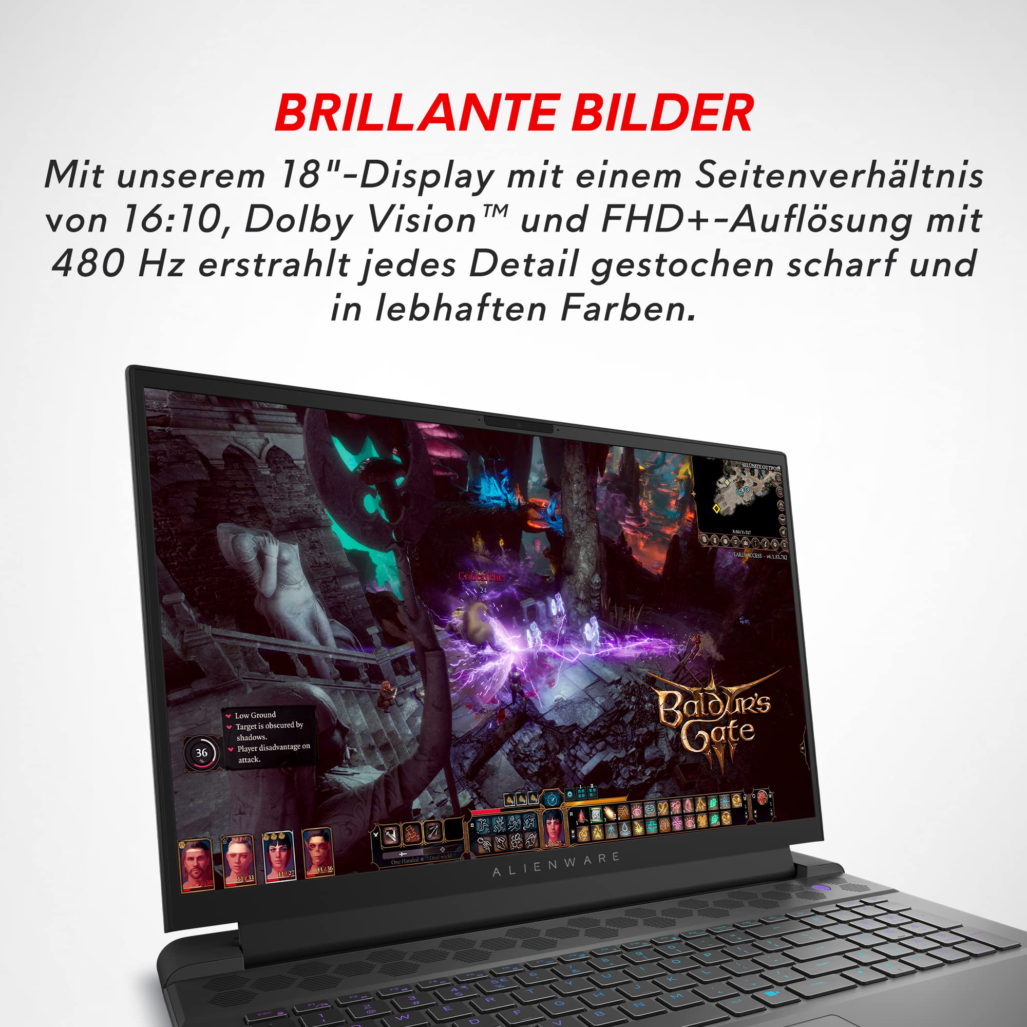 Alienware m18 Gaming Laptop | 13. Gen Intel Core i9 13900HX Prozessor | 18'' FHD+ 480Hz 3ms Display | 16GB DDR5 4800MHz | 1TB NVMe SSD | NVIDIA GeForce RTX 4070 8GB GDDR6 | Windows 11 | QWERTZ