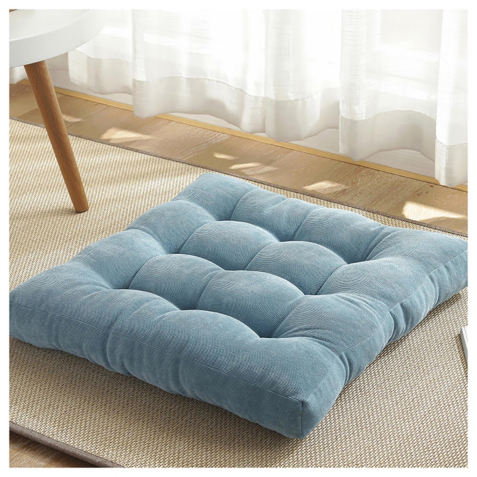 RRRYYYZZ Floor Cushions Floor Pillow 22 * 22 * 4in Corduroy Fabric Floor Sitting Cushions for Yoga Living Room Balcony Outdoor,Blue