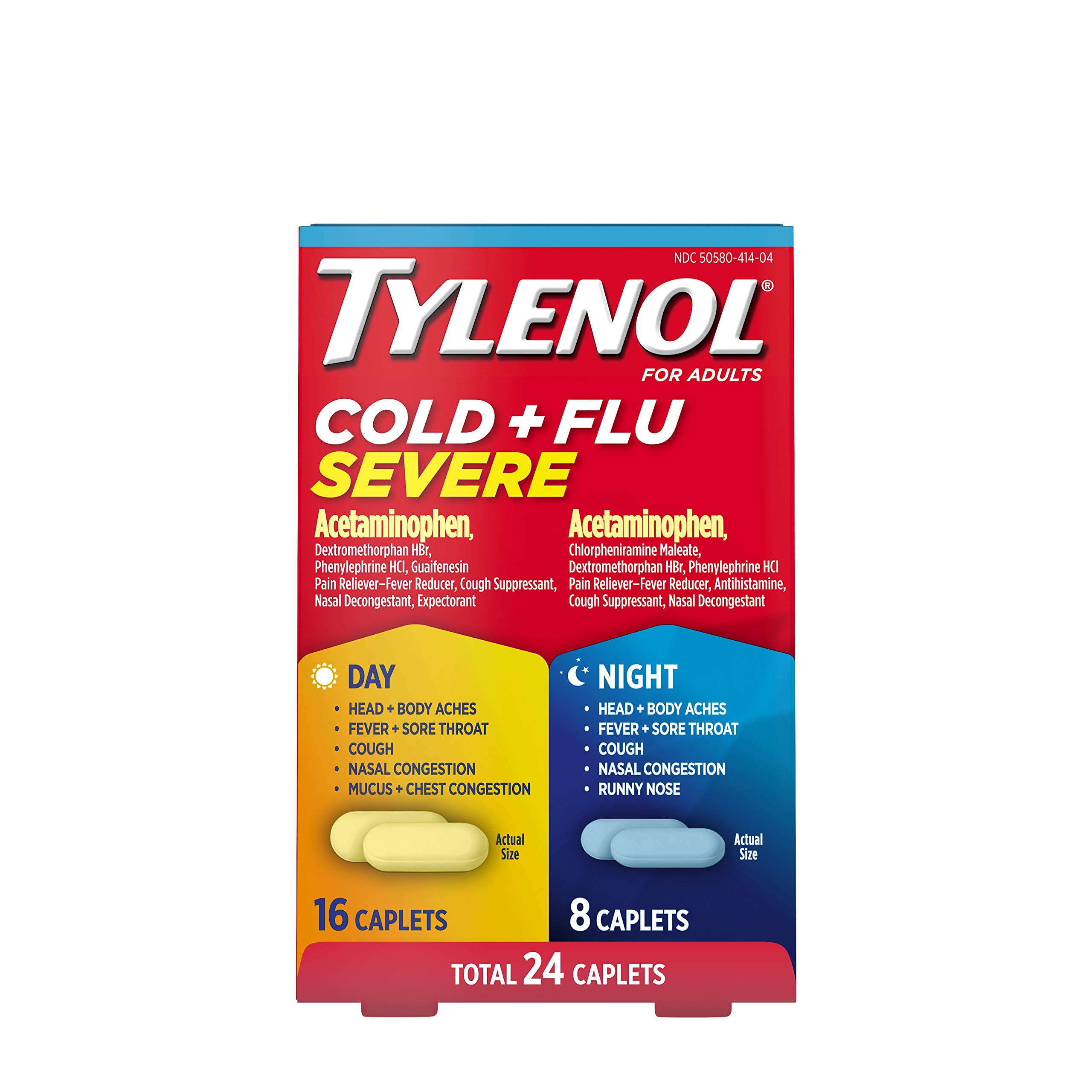 Tylenol Cold Flu Severe Day & Night Caplets 24 Ea