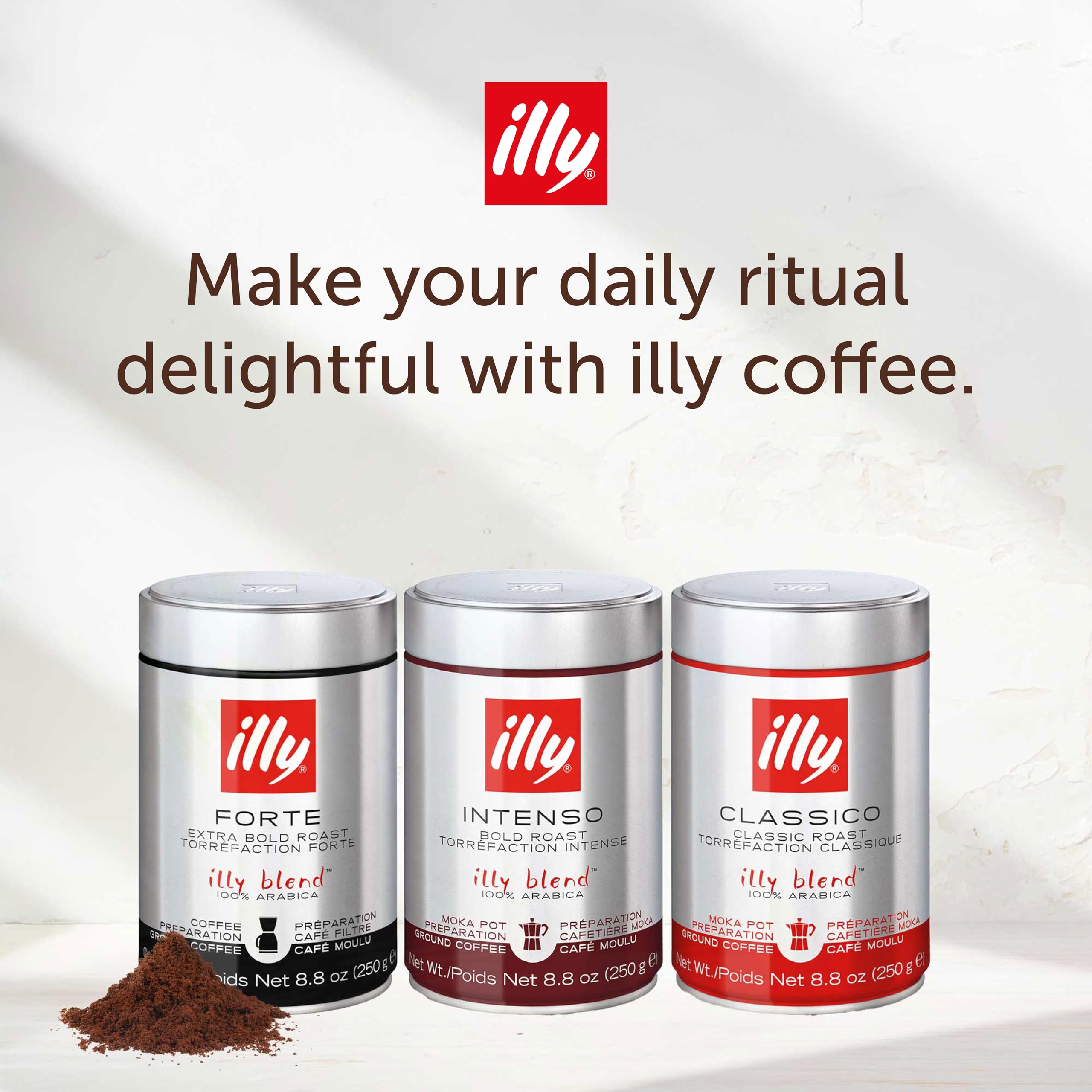 illy Kawa mielona do garnków na kubki CLASSICO palona, 100% Arabica z nutami kwiatu pomarańczy i jaśminu, miękki i słodki smak, 12 opakowań po 250 g (łącznie 3 kg)