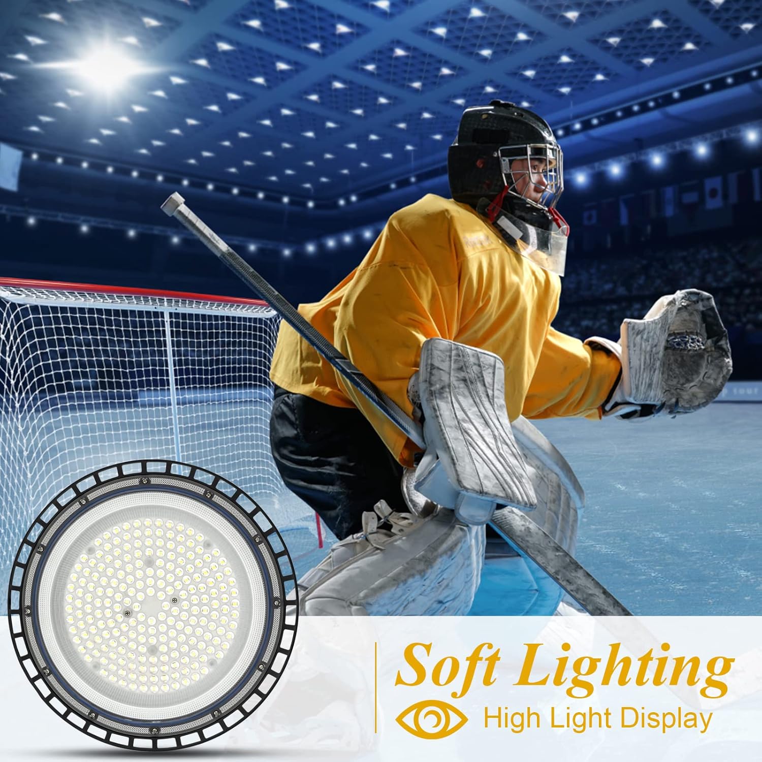 4Pack 100W High Bay Light LED UFO Commercial Lights with US Plug 5' Cable, 6500K Super Bright LED Shop Lights, IP66 Warehouse Light, Area Light Fixture Shop Light for Garage Warehouse Workshop