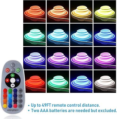 Miniatura 3 de LEONLITE Tira de luces LED RGB de neón de 50 pies para exteriores, IP67 impermeable, CA de 120 V, tira de luces LED de neón conectables, UL Plug &
