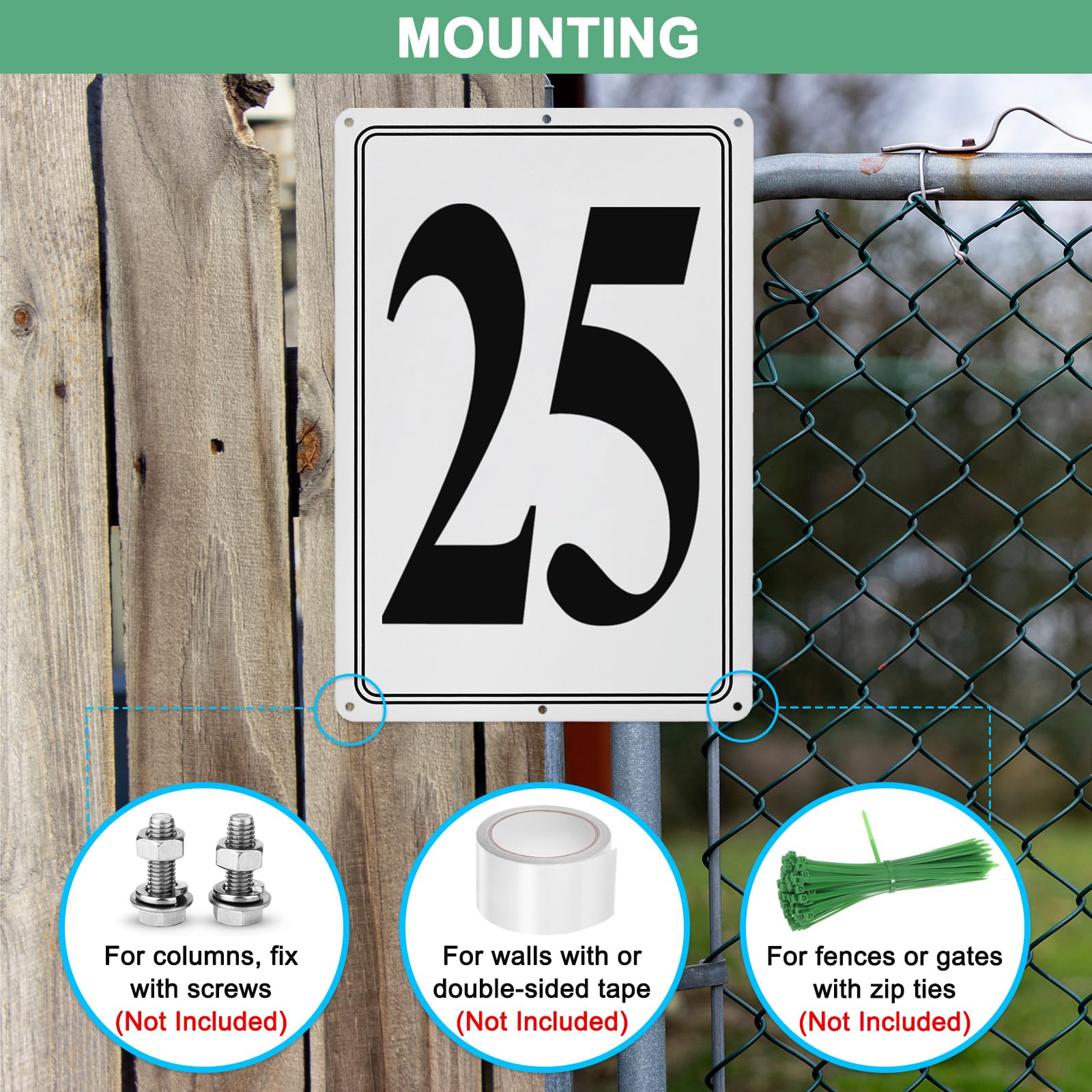 M METERXITY Aluminum Number Sign 25, 11.8 Inch House Numbers and Metal Letters, Parking Spot Letter Signs - Image 4