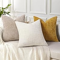 Vista 4 de decorUhome Spring Cream White Chenille Throw Pillow Covers 18x18 Set of 2 Textured Soft Cozy Slubby Couch Pillow Covers Modern Farmhouse Boho