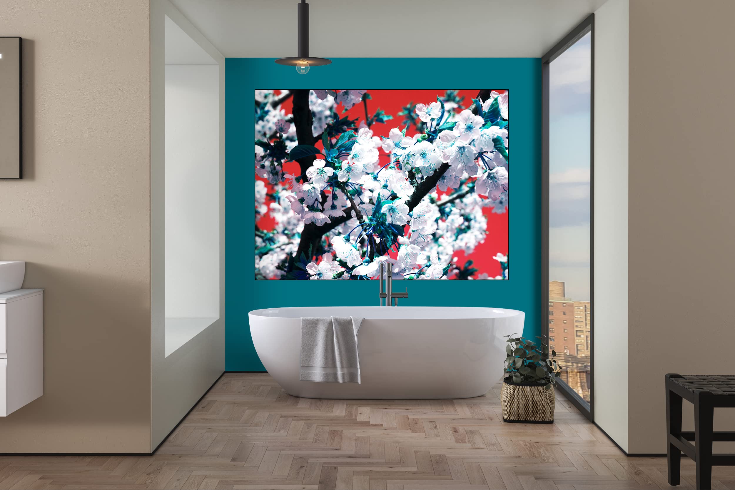 Glücksvilla - Fiori di ciliegio 1 (tela 2 cm, 60 x 40 cm) | varie misure - quadro murale orizzontale - giardino fiori fioritura pianta natura botanica albero ramo mela