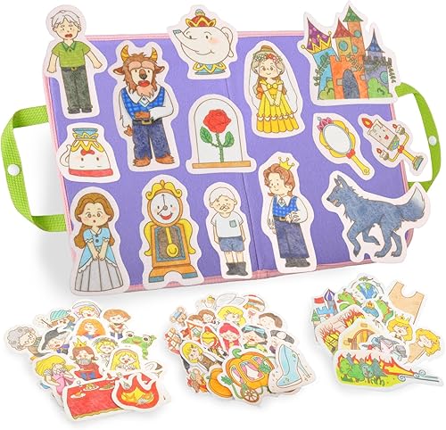 CHEFAN Juego de 4 tablas de fieltrofranela, piezas de fieltro precortadas para niños en edad preescolar Circle Time, Beauty and The B, Cenicienta,