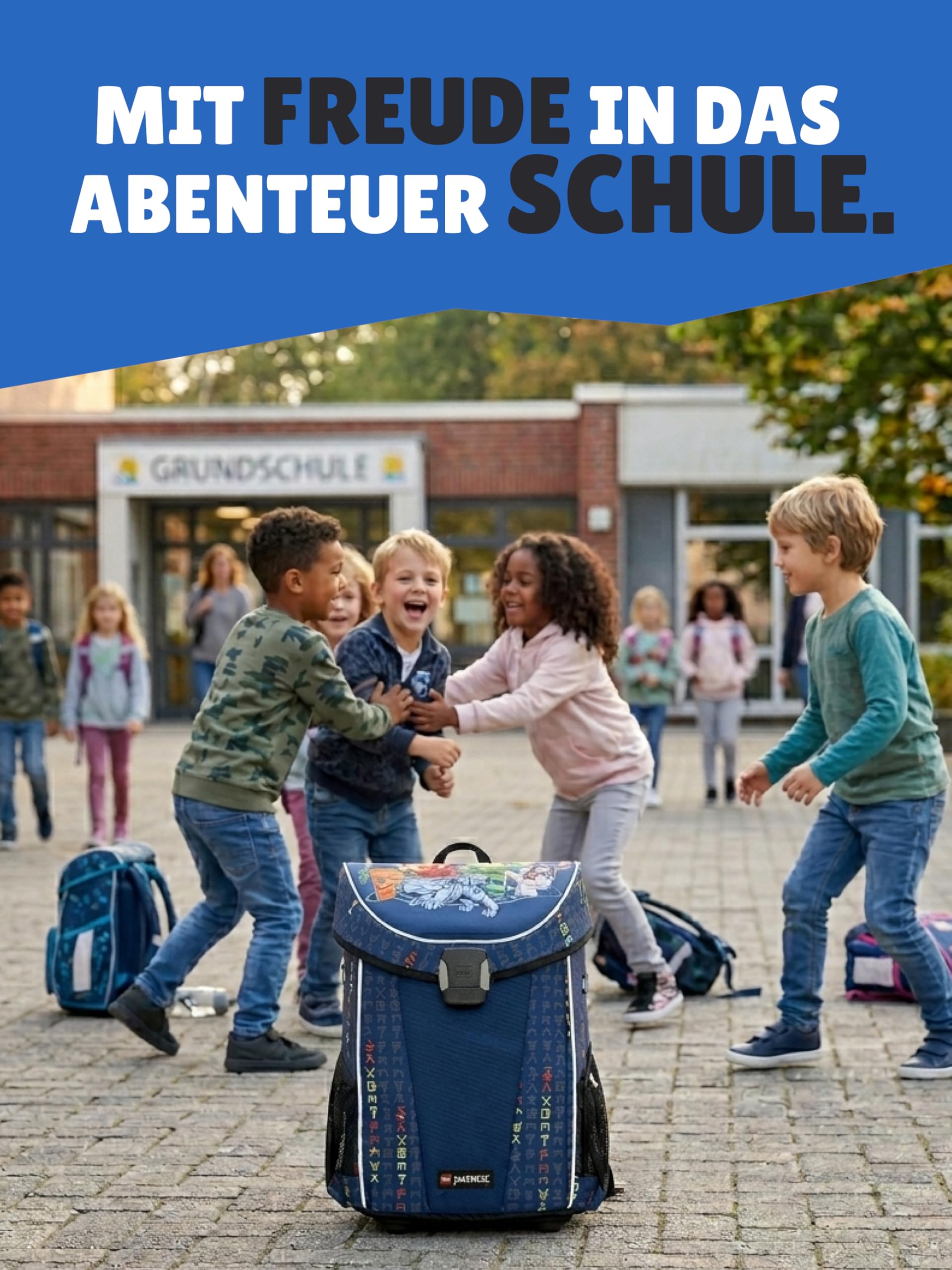 Familando - Schulranzen Set 10-teilig mit Schultüte - Ninjago Blau - Ergonomisch, stabil & mit gepolstertem Rücken - 870g leicht mit 29L Volumen - wasserabweisend und mit Reflektoren - Ab 1. Klasse