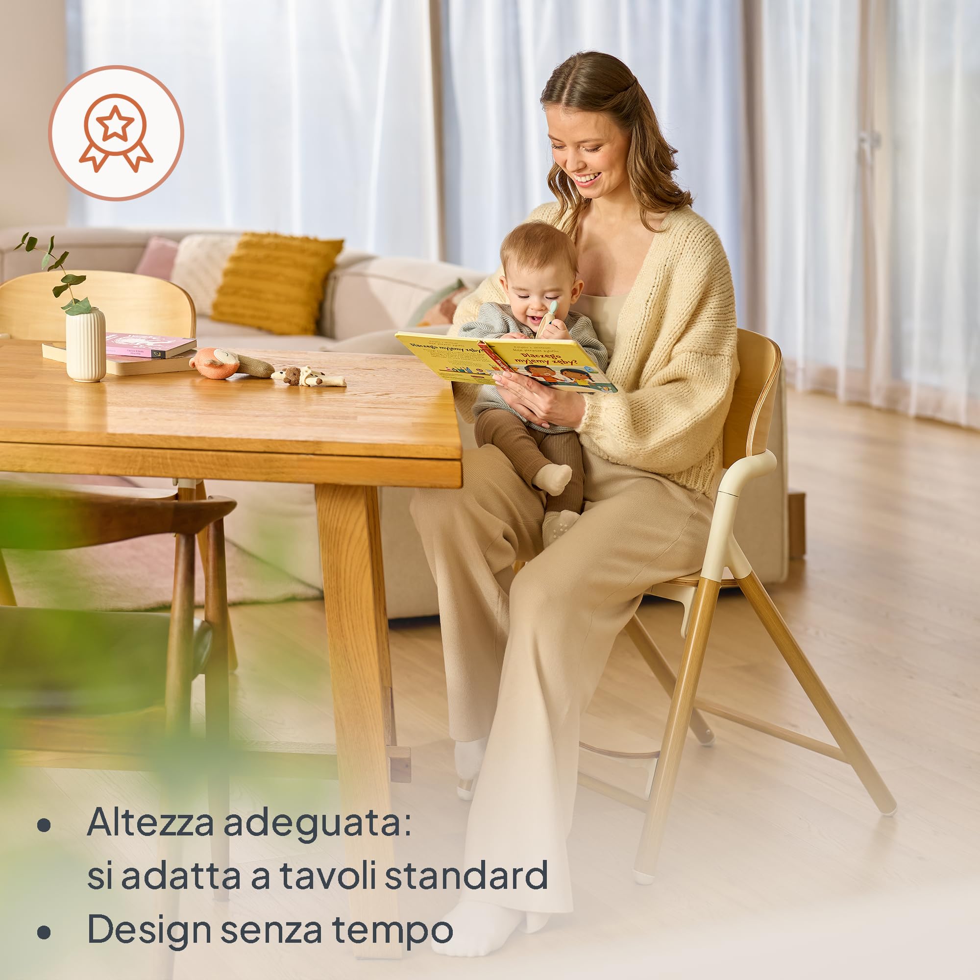 LIONELO Seggiolone Pappa in Legno CELIA per Bambini da 6 Mesi e per Adulti fino a 90kg Cresce con il Bambino, Poggiapiedi Regolabile, Cintura di Sicurezza a 5 Punti (Legno Nero)