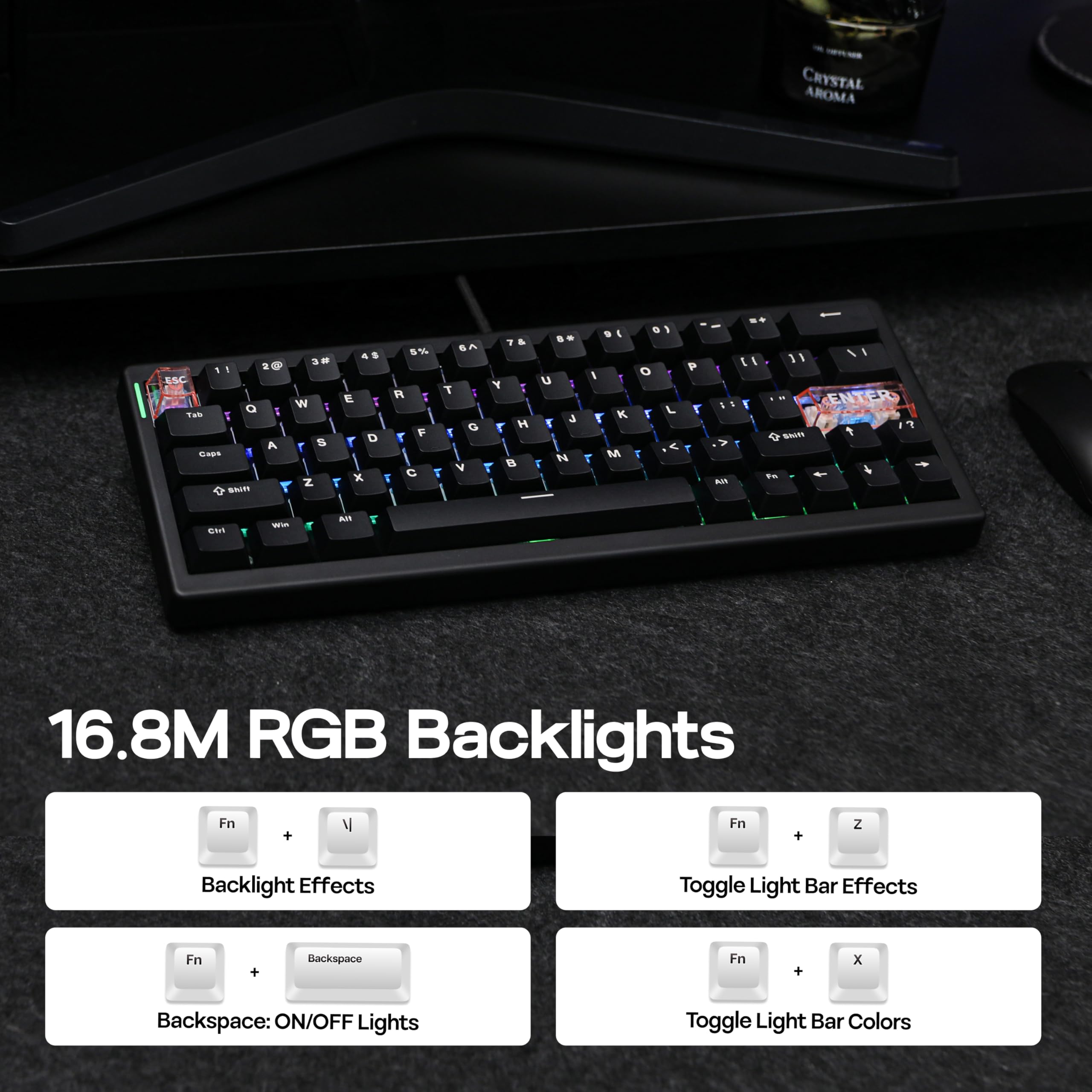 MechLands CIDOO C60 HE Wired Rapid Fast Gaming Keyboard con interruttore magnetico silenzioso, tastiera con effetto hall con frequenza di polling 8K, latenza 0,125 ms, layout compatto a 63 tasti,