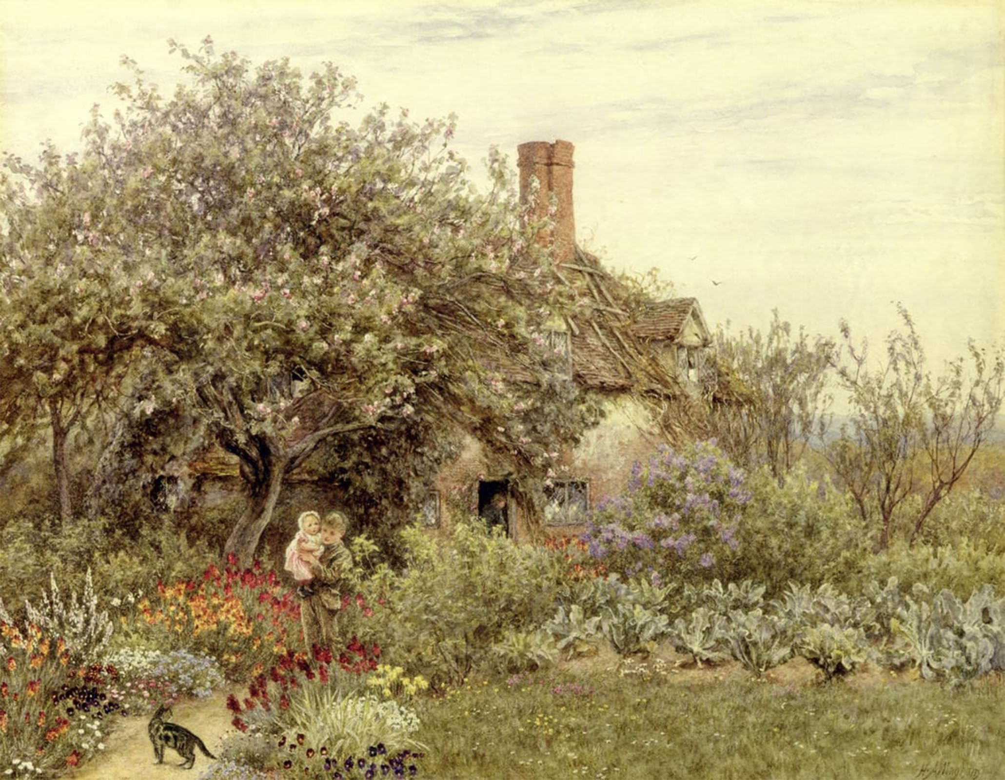 ARTXLXXBN Famous Prints Artwork Pictures Poster Painting Art Near Hambledon by Helen Allingham Artwork Landscape Pictures for Home Decor 60x90cm