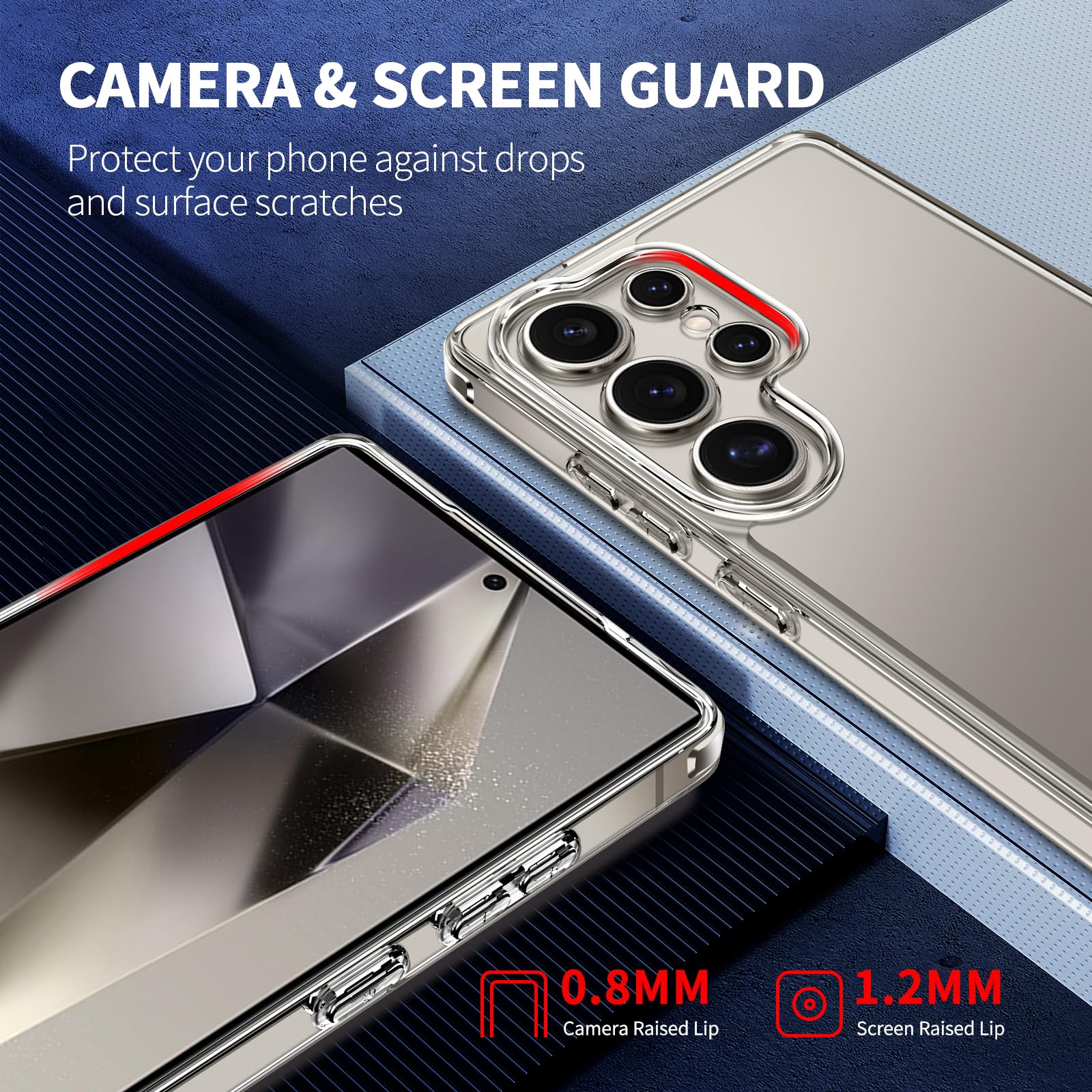 COPIKE Cover Antiurto per Samsung Galaxy S25 Ultra e 2 Pellicola Vetro Temperato, Custodia Protezione Fotocamera [Anti Ingiallimento] Sottile Hard PC, Trasparente