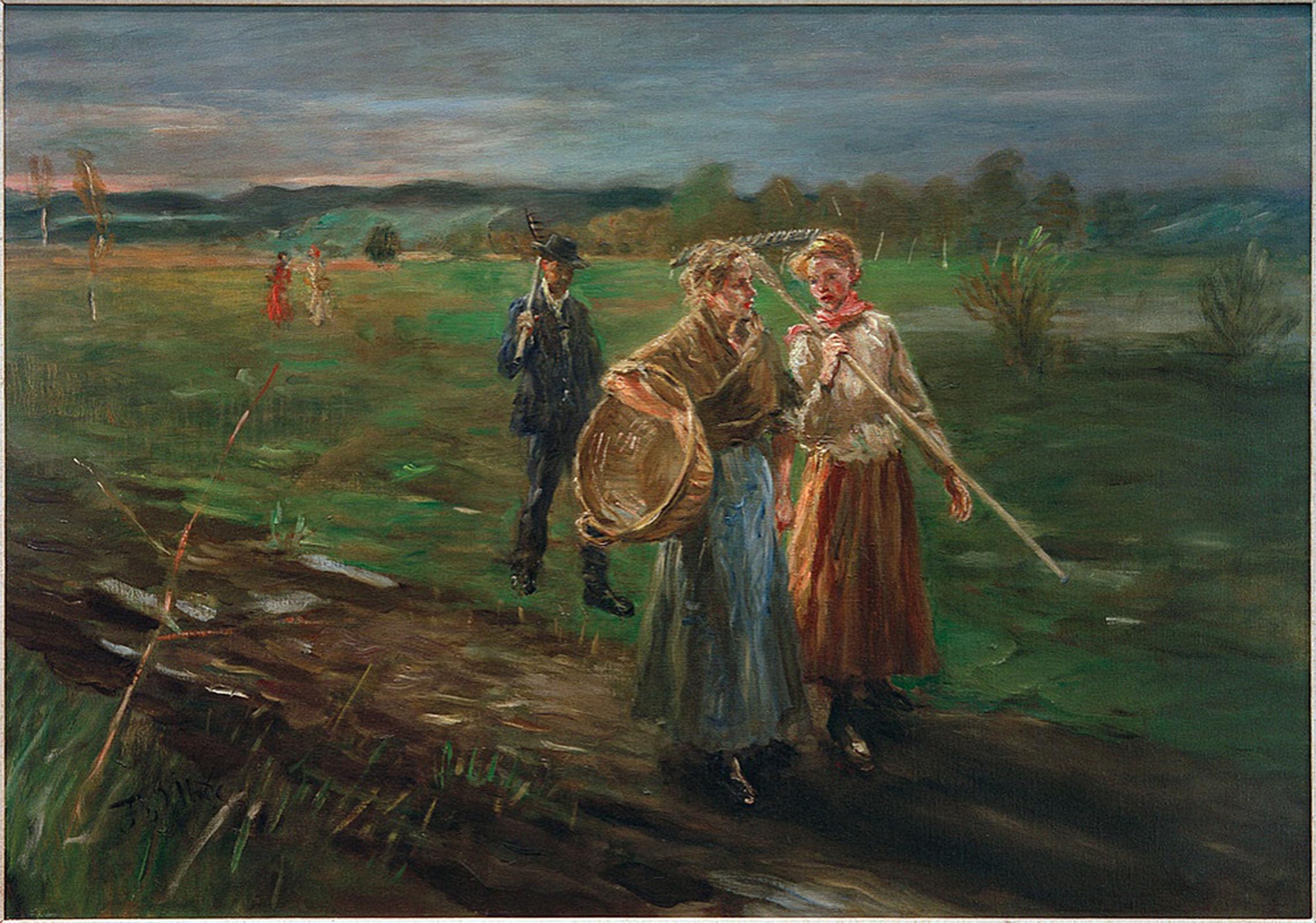 ARTXLXXBN Famous Painting Canvas Artwork Graffiti Print During the Haymaking by Fritz Von Uhde Portrait Canvas Image for Home Decor 60x90cm