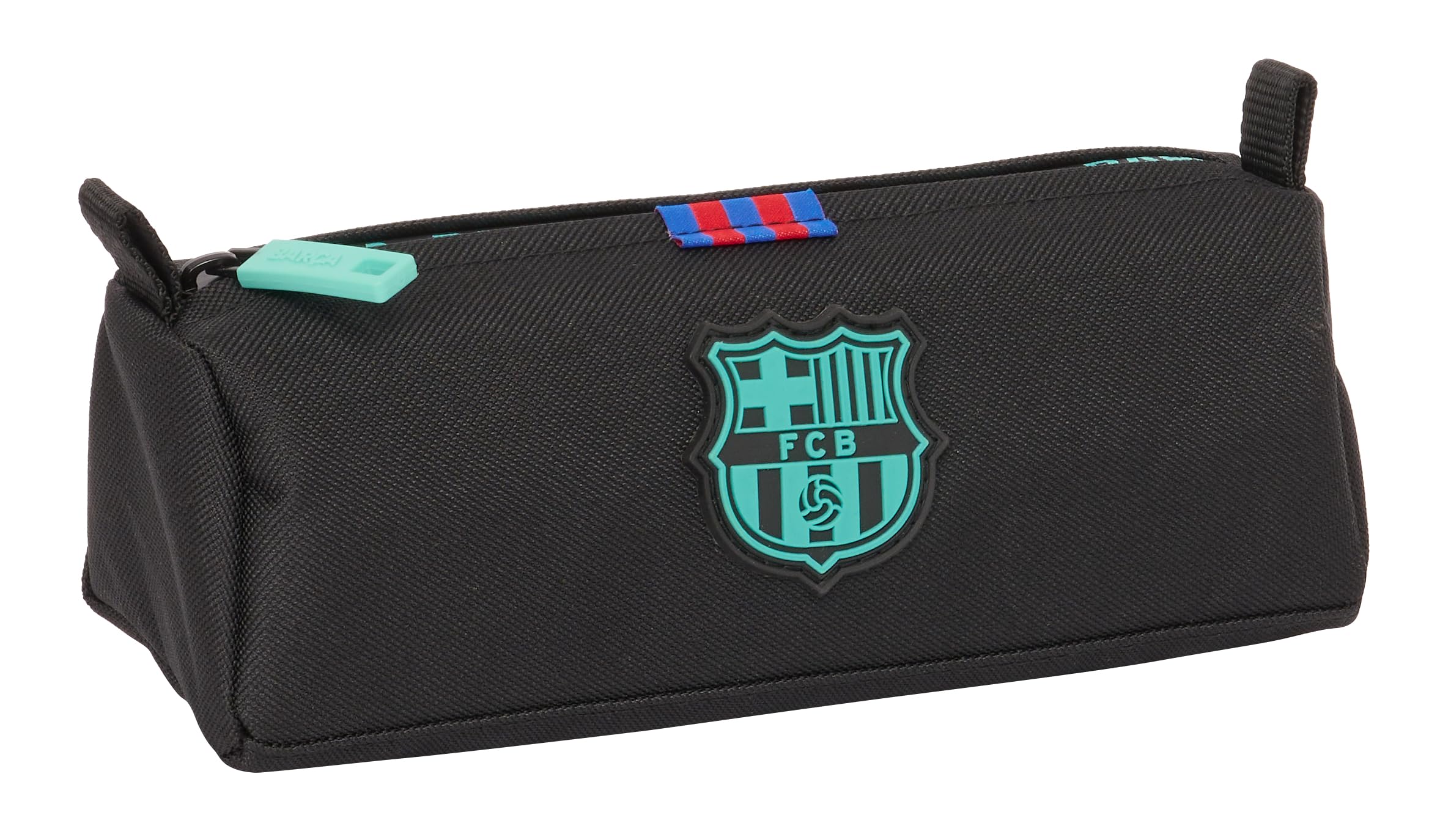 F.C. BARCELONA 3ª EQUIPACIÓN - Portatodo con cremallera y compartimiento, Estuche Infantil, Estuche Niño, Ideal para Niños en Edad Escolar, Versátil, Calidad y Resistencia, 21x7x8 cm, Color Negro
