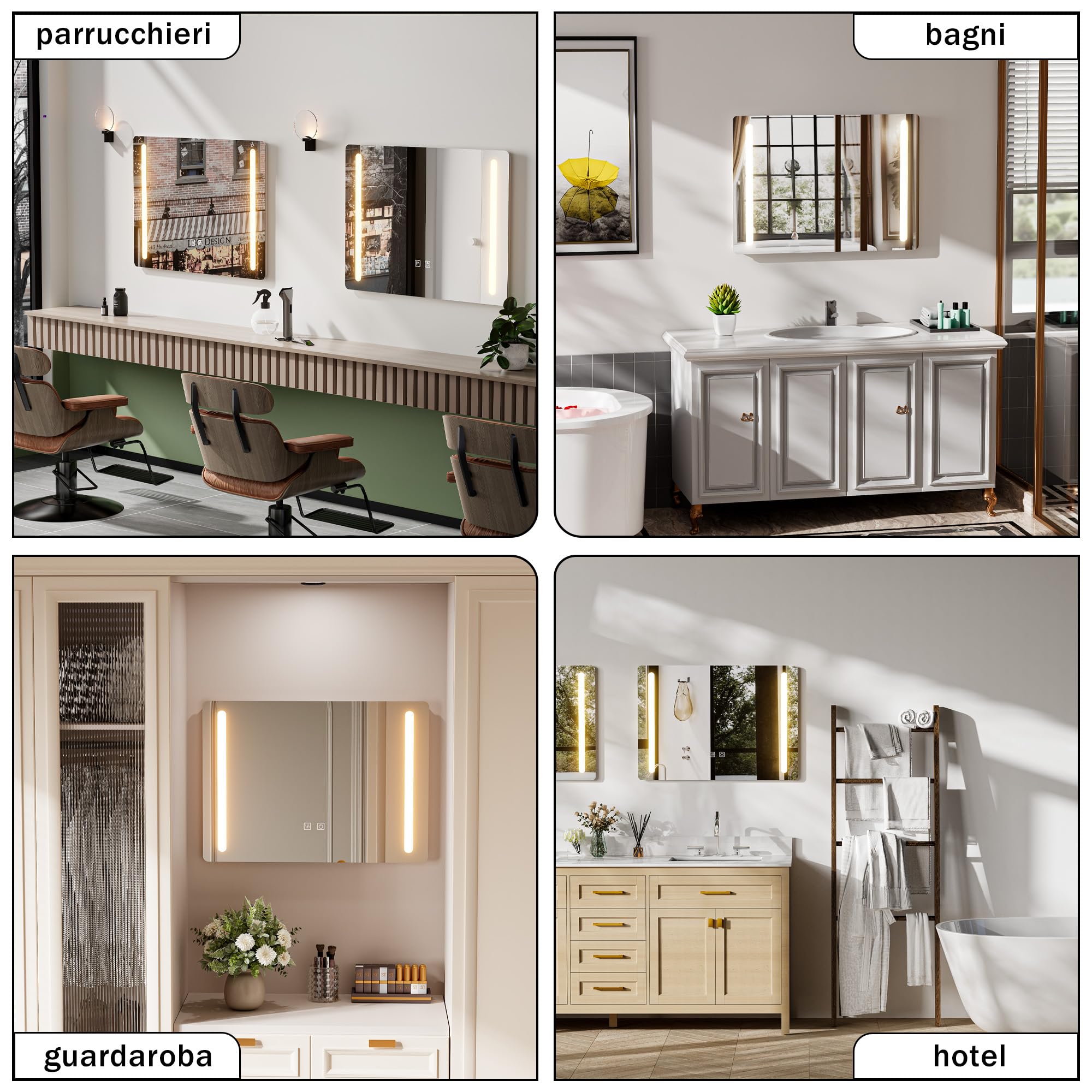 Specchio Bagno con Luce e Antiappannamento 70x50 cm Rettangolare Specchi da Parete per Bagno con led illuminato Regolabile in 3 colori (Spina standard-EU)