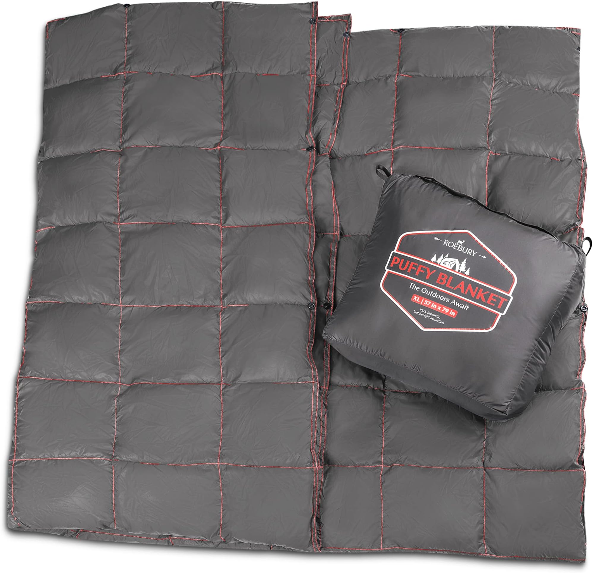 Puffy Camping Blanket Packable Vegan (Down Alternative) Compact Lightweight XL Blankets for Outdoor Cold Weather Backpacking Hiking Travel Stadium - Water-Resistant