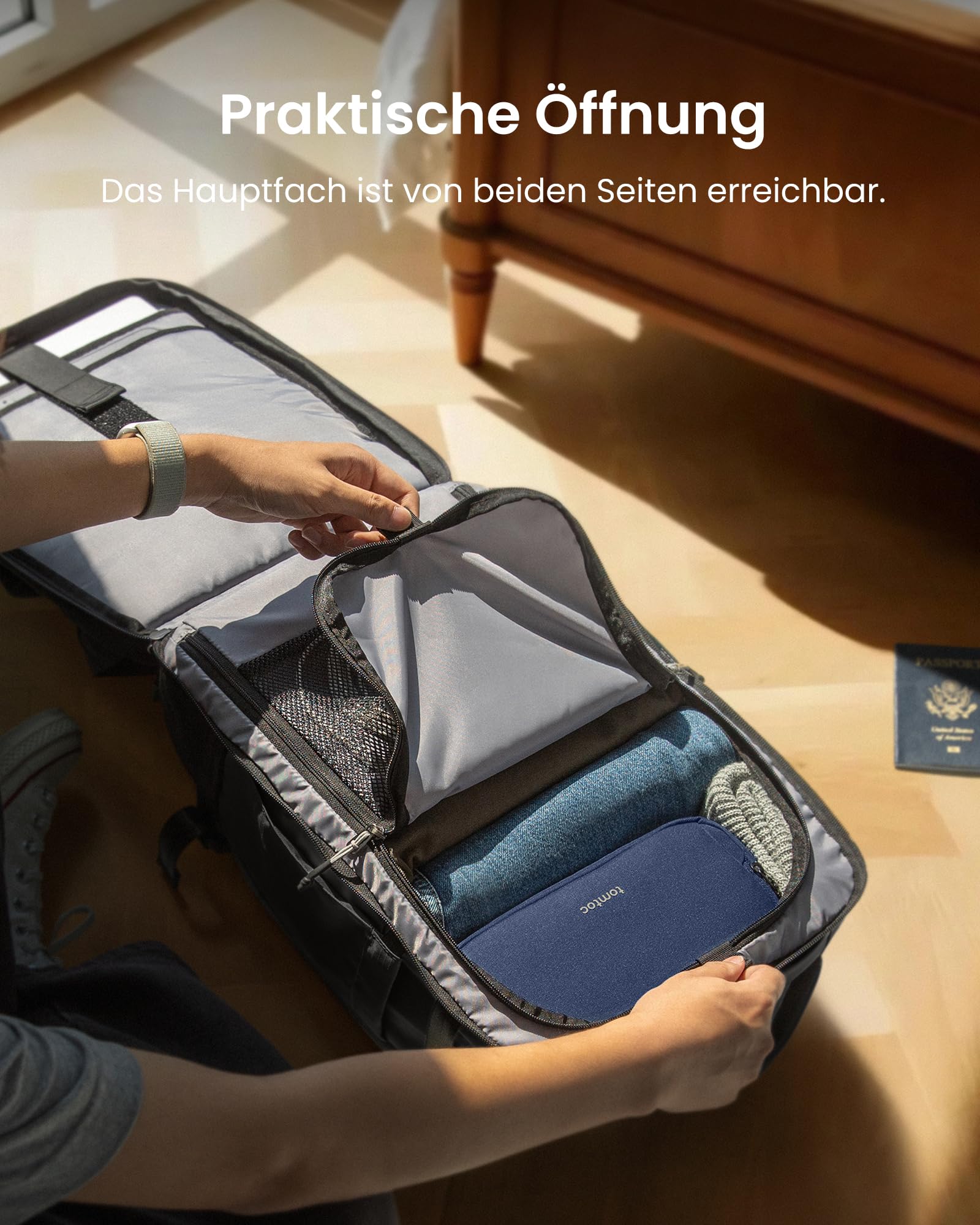 Tomtoc 40L Reiserucksack TSA-freundlicher Handgepäck Rucksack Wasserdicht Business Laptop Rucksack 17,3 Zoll