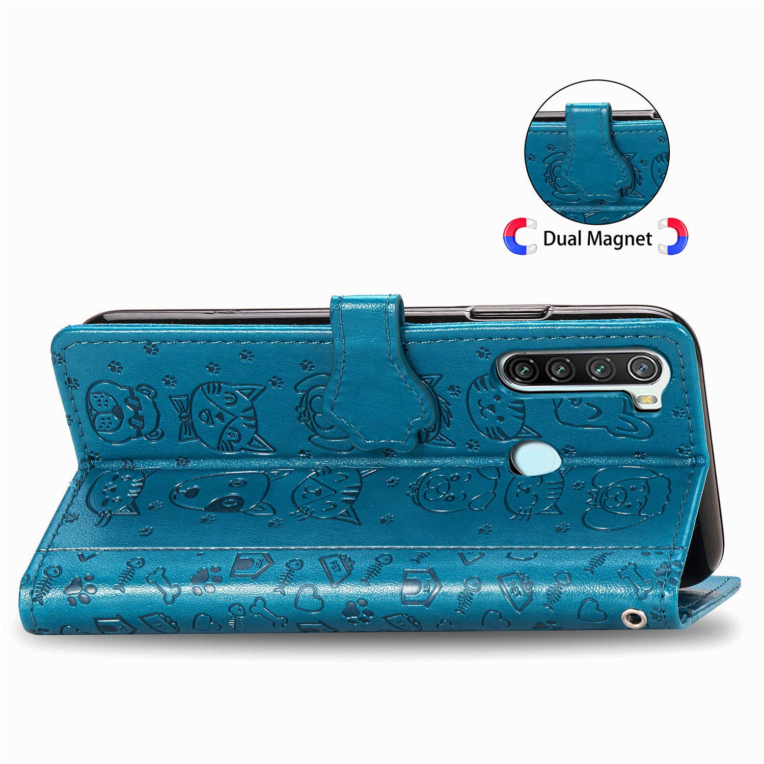 Fertuo Cover Portafoglio Per Xiaomi Redmi Note 8T Con Disegno Gatto E Cane. Custodia A Libro In Pelle Con Porta Carte E Cavalletto. Viola. - 2