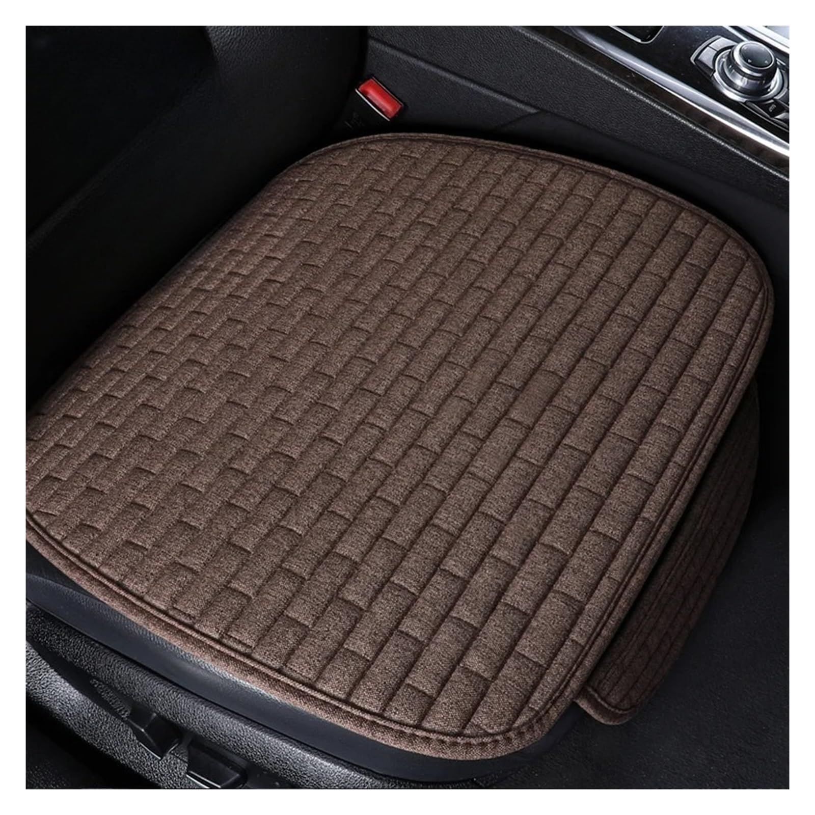 EDXNCVVM Universal Car Chair Cover Protector Linen Front Row With Backrest Flax Summer Cushion Pad Mat Sedan Suv Pick-up Car Interior(BLACK BROWN)