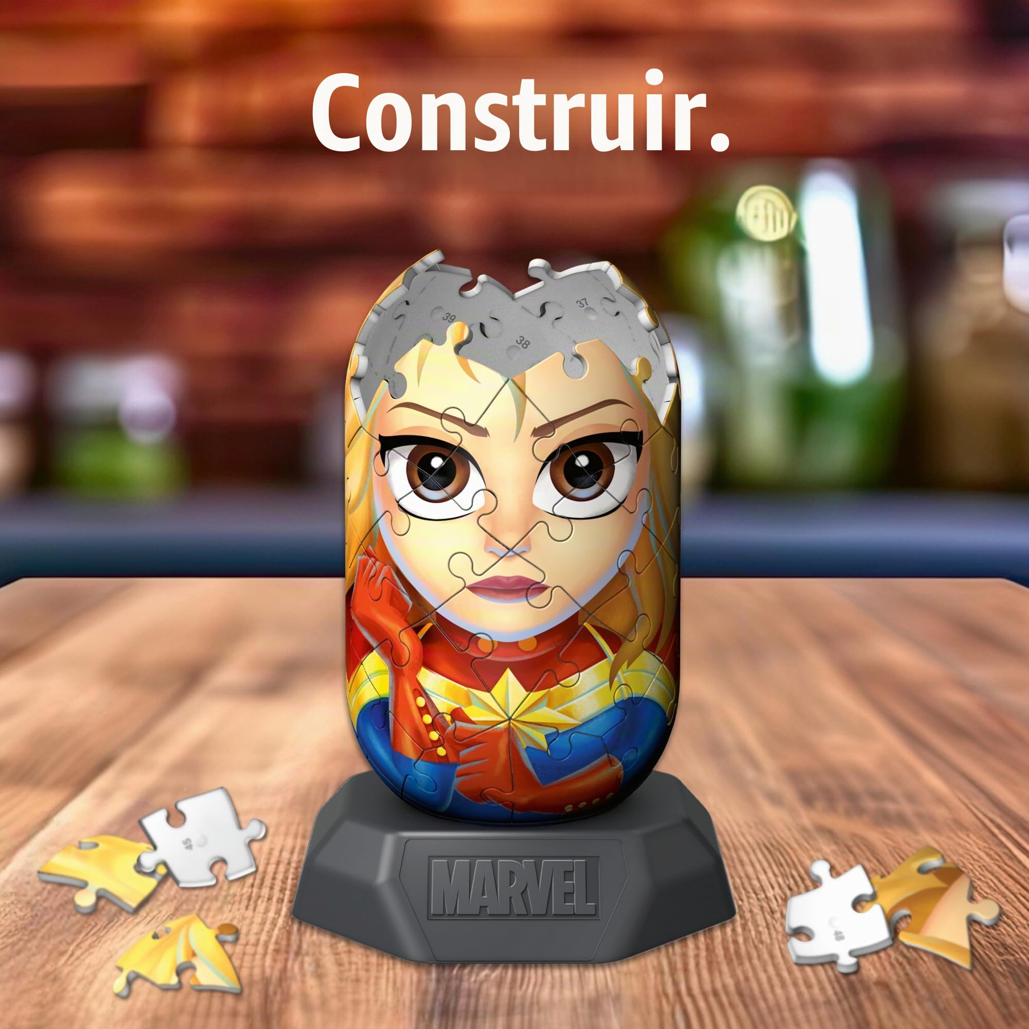 Ravensburger Puzzle 3D Hylkies Capitana Marvel – Bola De 54 Piezas Sin Pegamento, Fácil De Montar Y Decorativa, Regalo Ideal Para Fans De Marvel Desde 8 Años