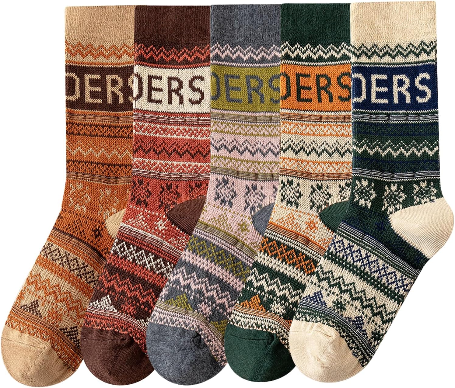 Daphene Women's Ethnic Vintage Socks | Premium Combed Cotton Warm | Retro Patterns Breathable Stretch Design | Holiday Gifts