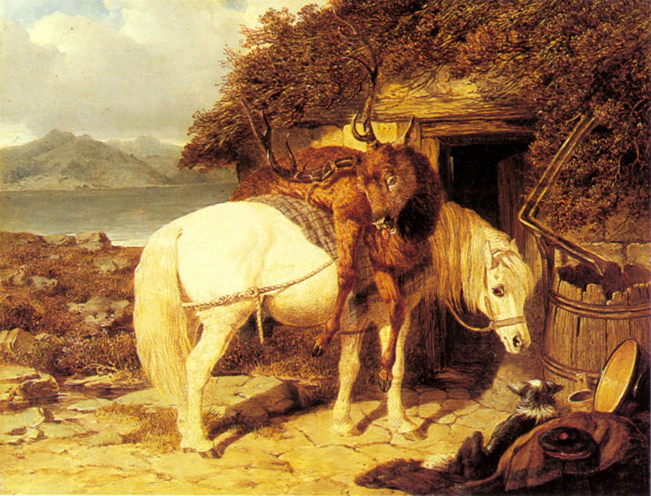 POSTERIIk Vintage Classic Picture Landscape Artwork the End of the Day by John Frederick Herring Snr Portrait Canvas Painting for Office Home Decor 60x90cm