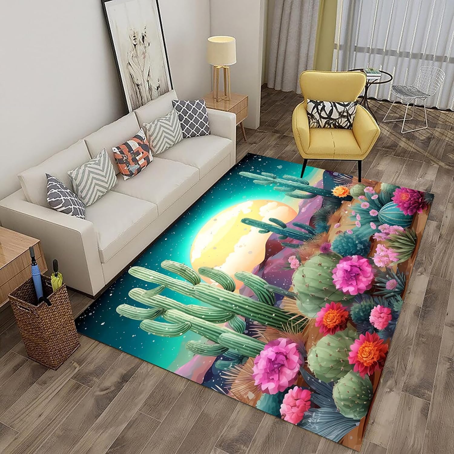 Tapis en flanelle douce antidérapant 60 x 120 cm avec motifs fleurs colorées 3D