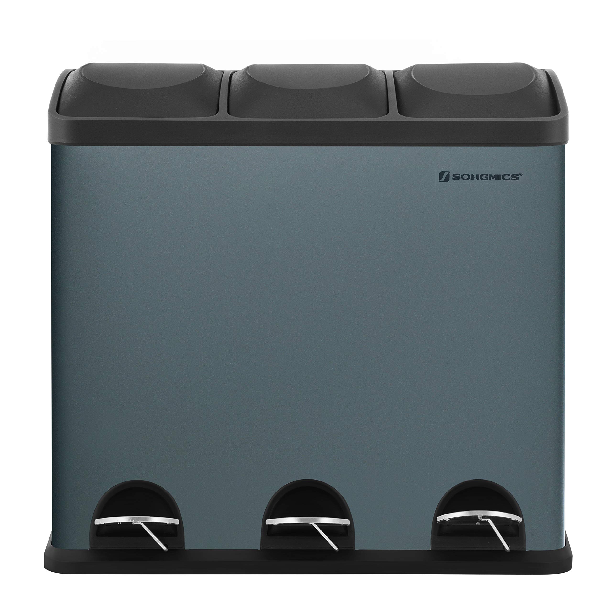 Buy SONGMICS Kitchen Waste Bin 54 Litre Pedal Bin with 3 Compartments
