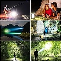 Vista 6 de Linterna LED para camping, linterna recargable, portátil, súper brillante, luz de emergencia al aire libre, lámpara de búsqueda impermeable