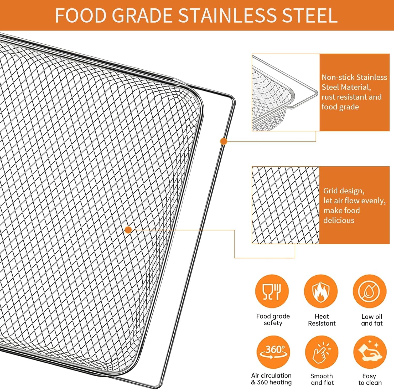 Air Fryer Basket Tray Rack Set for Breville BOV845BSS Smart Oven Pro Countertop Oven BOV860BSS Smart Oven Air Fryer,Replacement Parts Baskets Accessories for Breville Air Fryer Toaster Oven