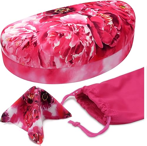 MyEyeglassCase Estuche grande curvado para lentes de sol - Soporte rígido para lentes de mujer - Estuche grande XL para lentes con bolsa y tela