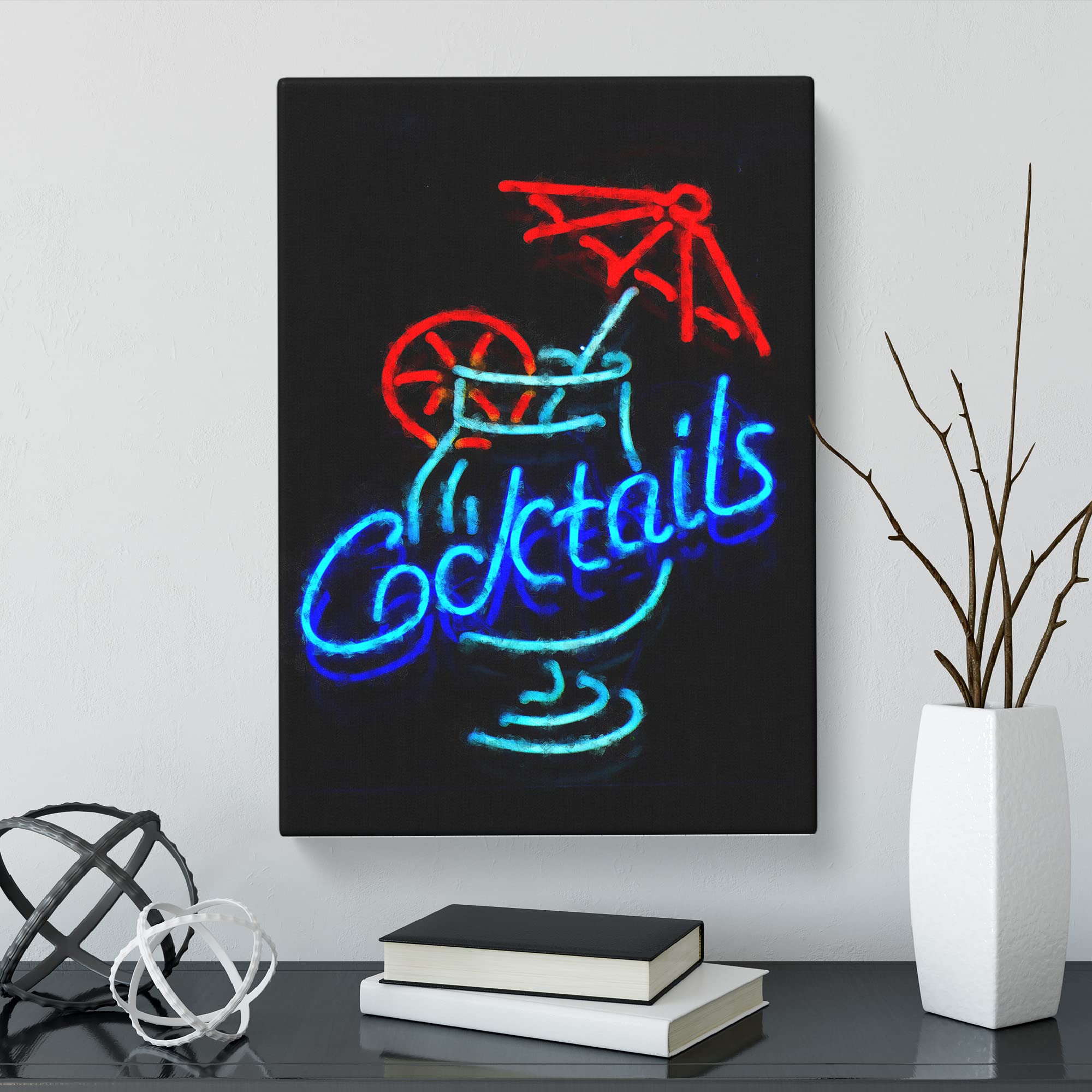 Cocktails Sign Canvas Print, Mixed, 25L x 50W cm - Image 2